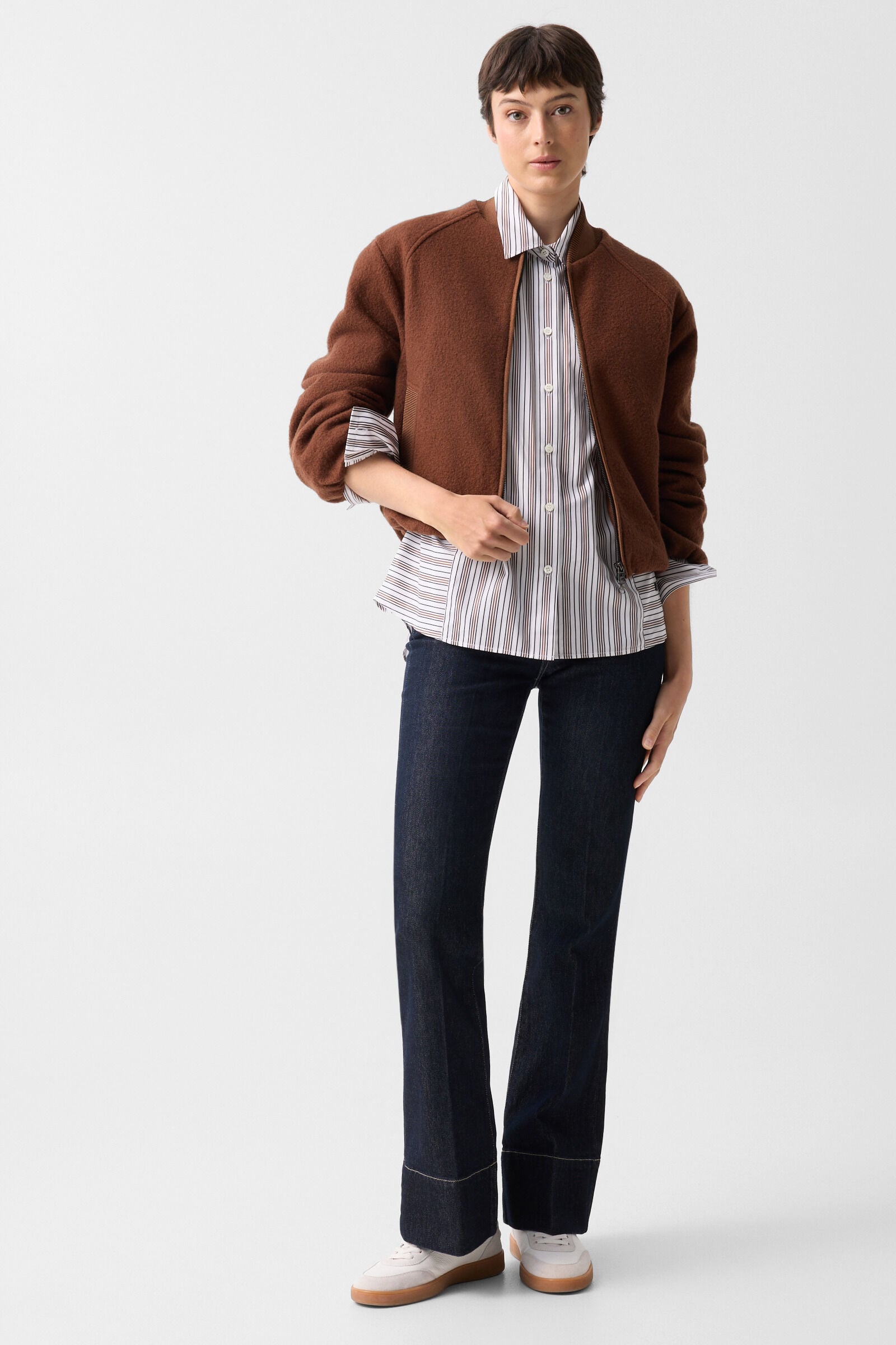 Cotton shirt blouse Gigi White/brown