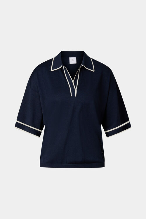 Gebreid poloshirt Parijs Marineblauw