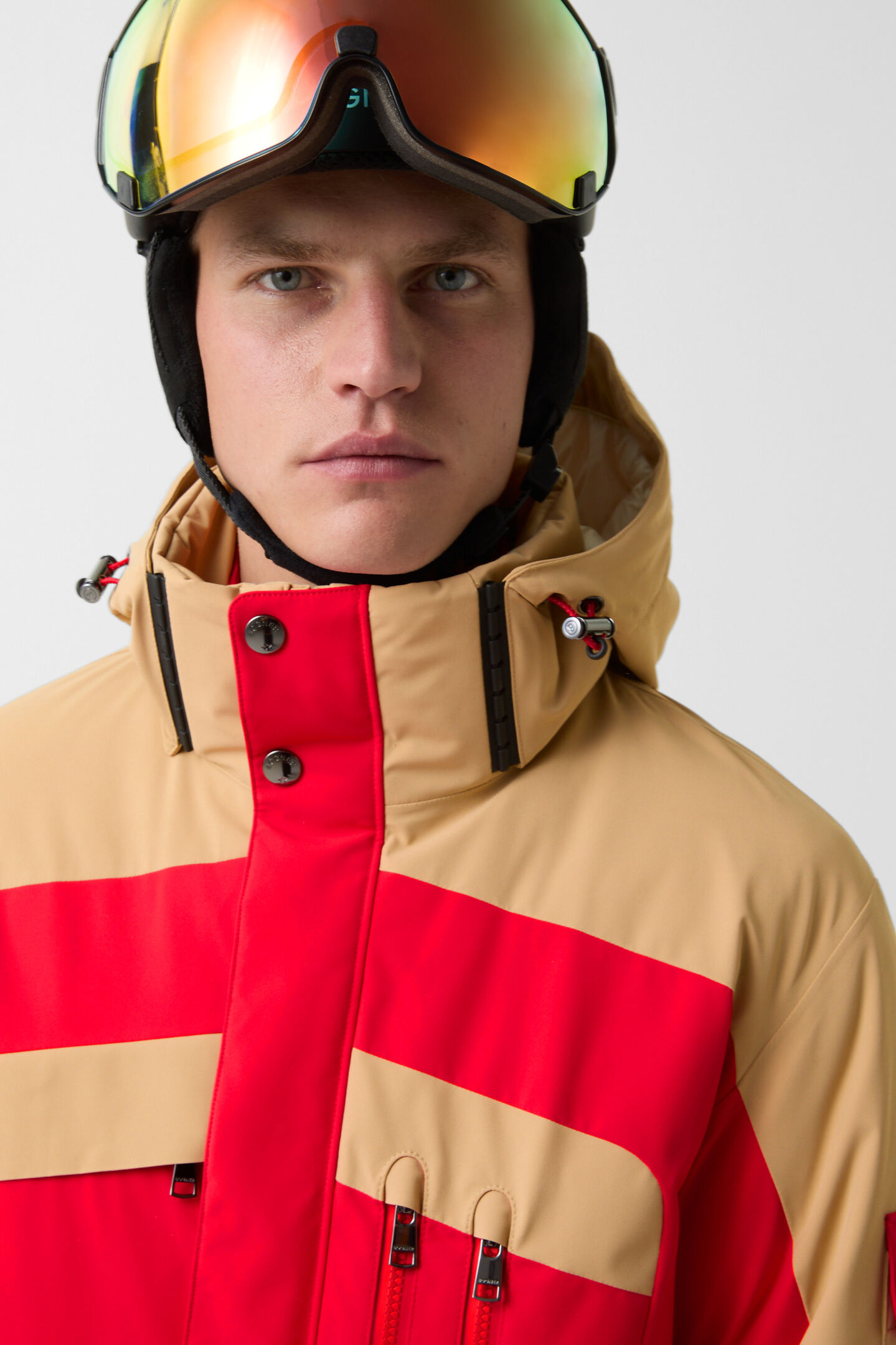 Ski-Daunenjacke Danjo Rot/Beige