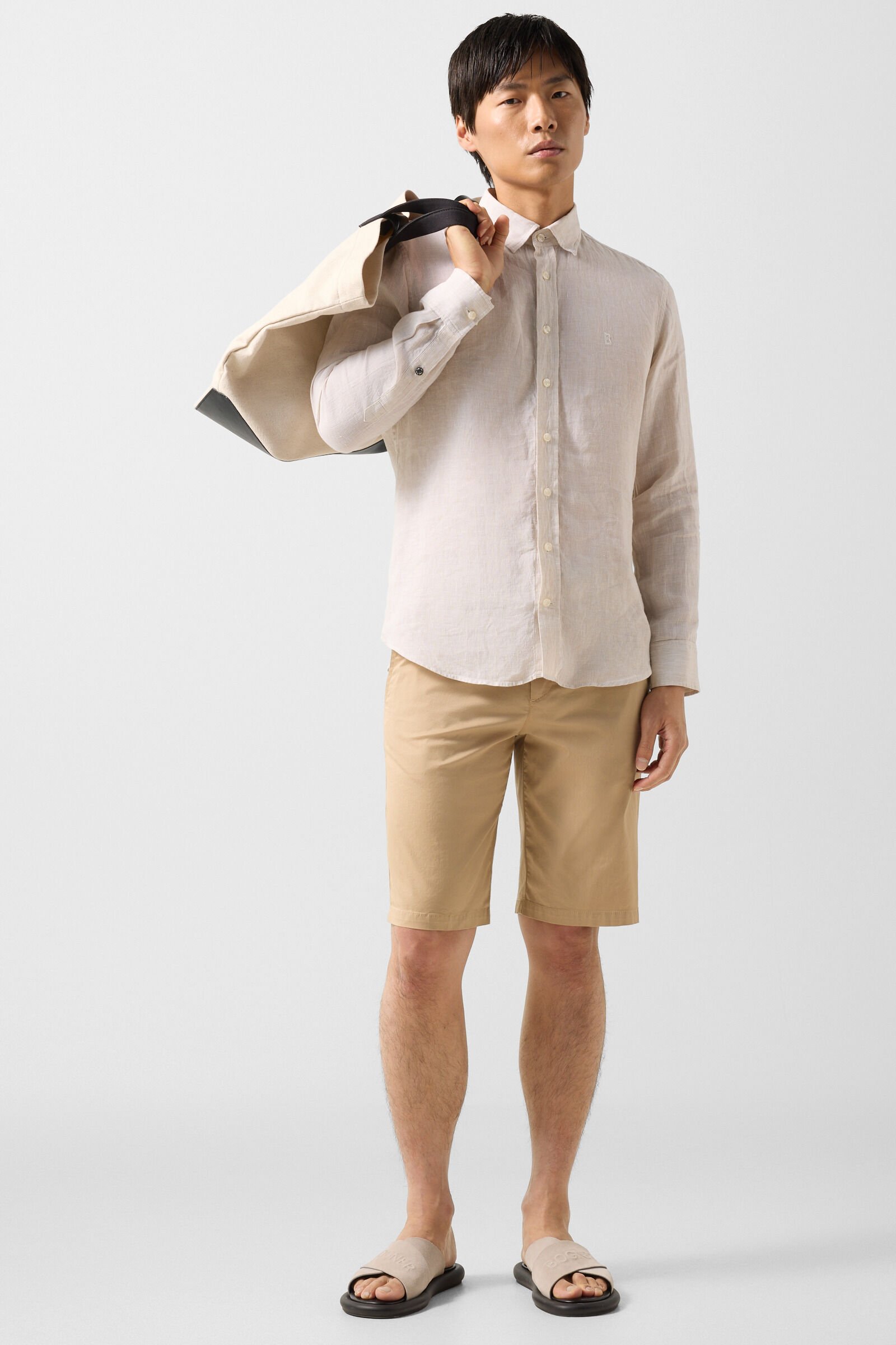 Timi linen shirt Sand/white