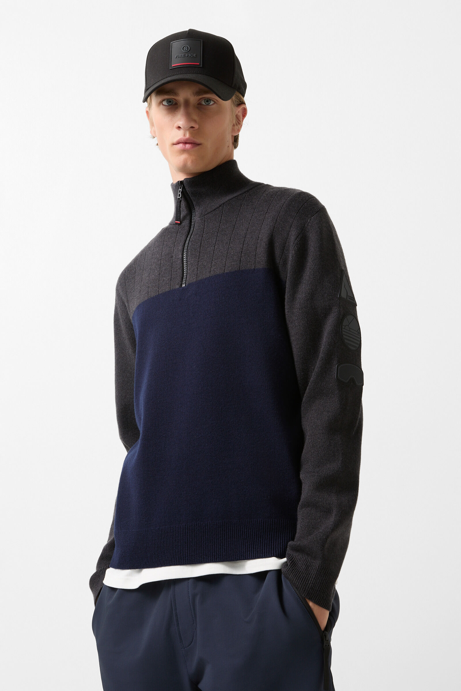 Strick-Troyer Andrian Grau/Navy-Blau