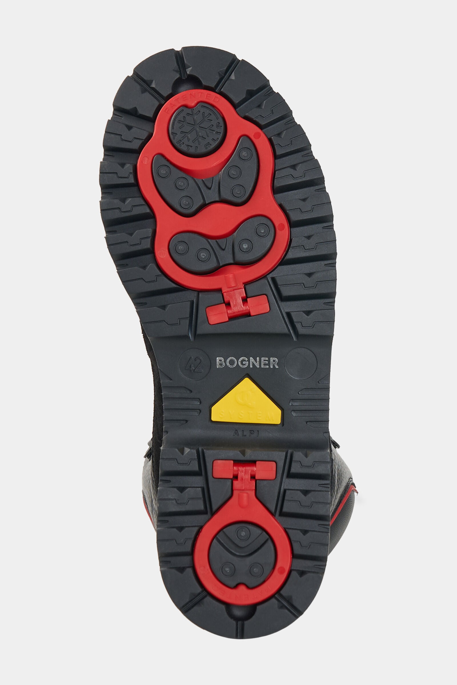 Bottes &agrave; lacets Helsinki avec crampons Noir/Rouge