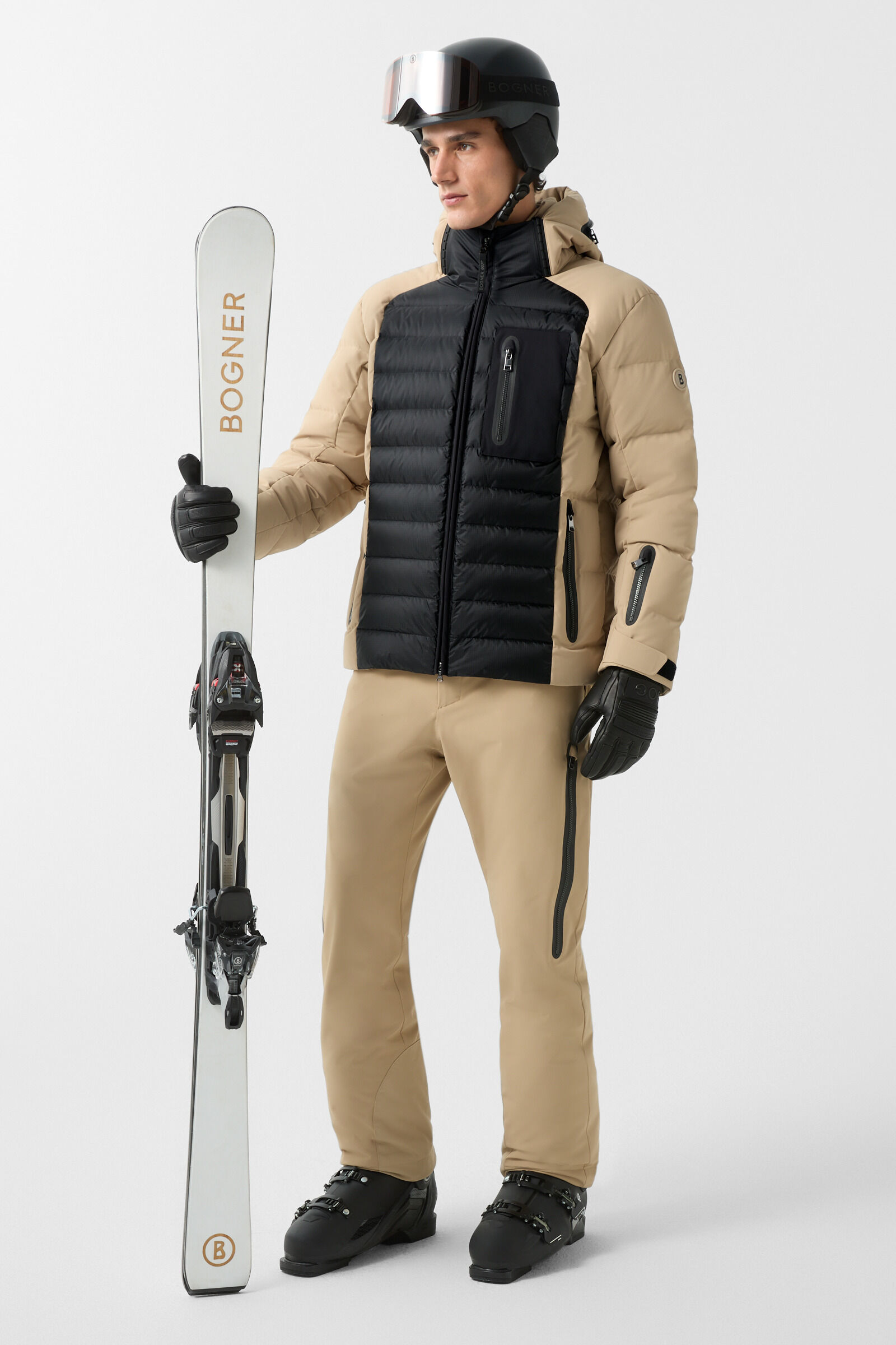Bond down ski jacket Beige/black