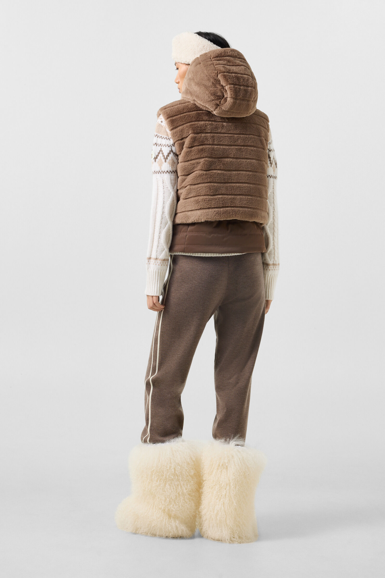Manda Faux Fur Down Vest Hazel