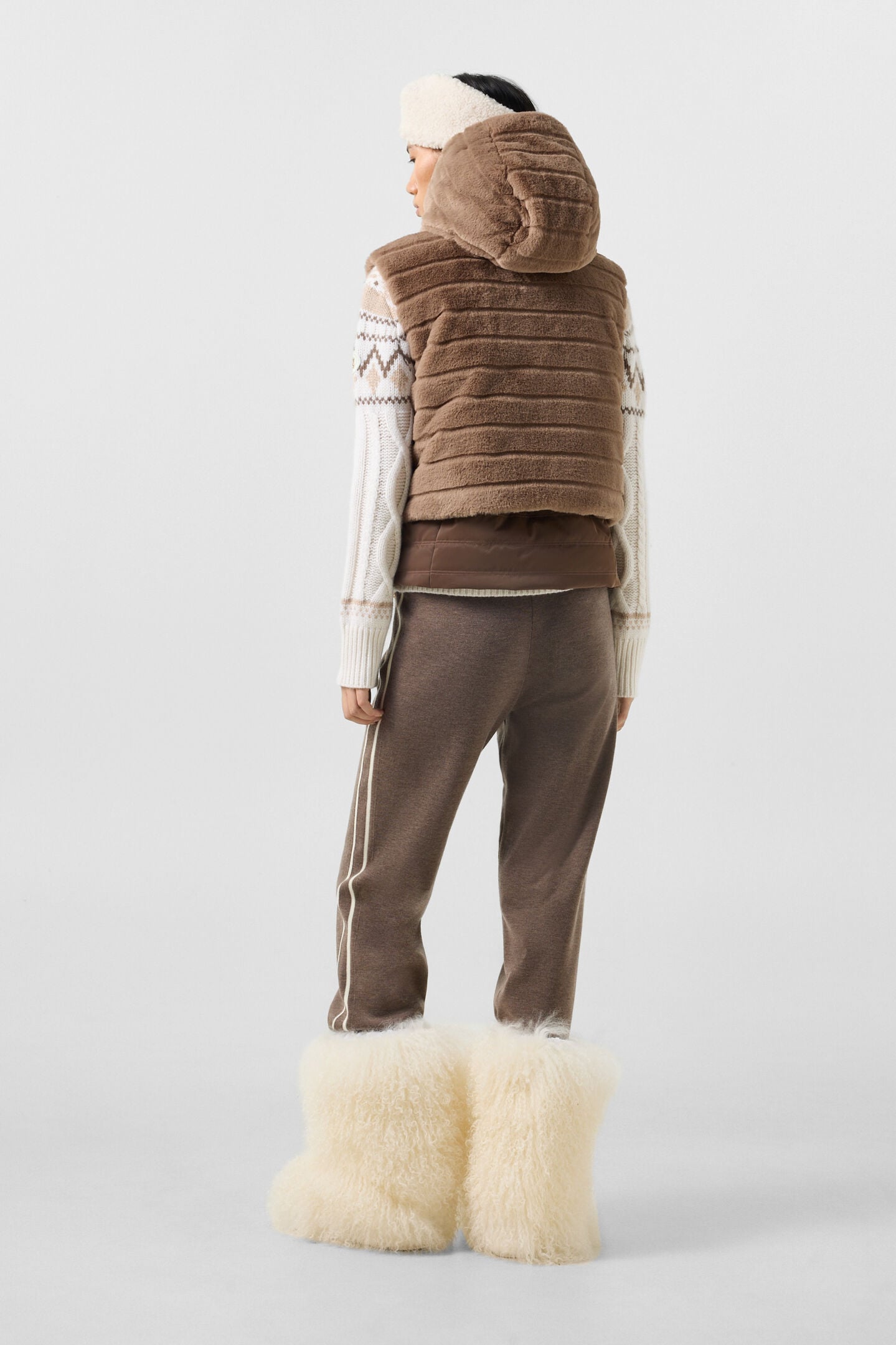 Manda Faux Fur Down Vest Hazel