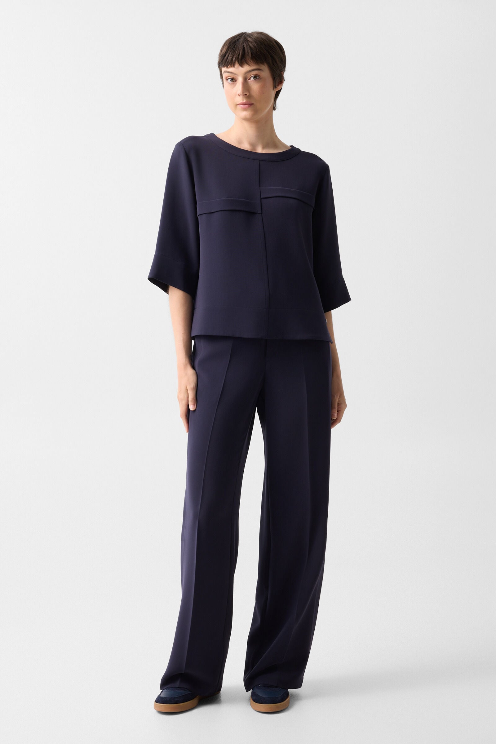 Cr&ecirc;pehose Enny Navy-Blau