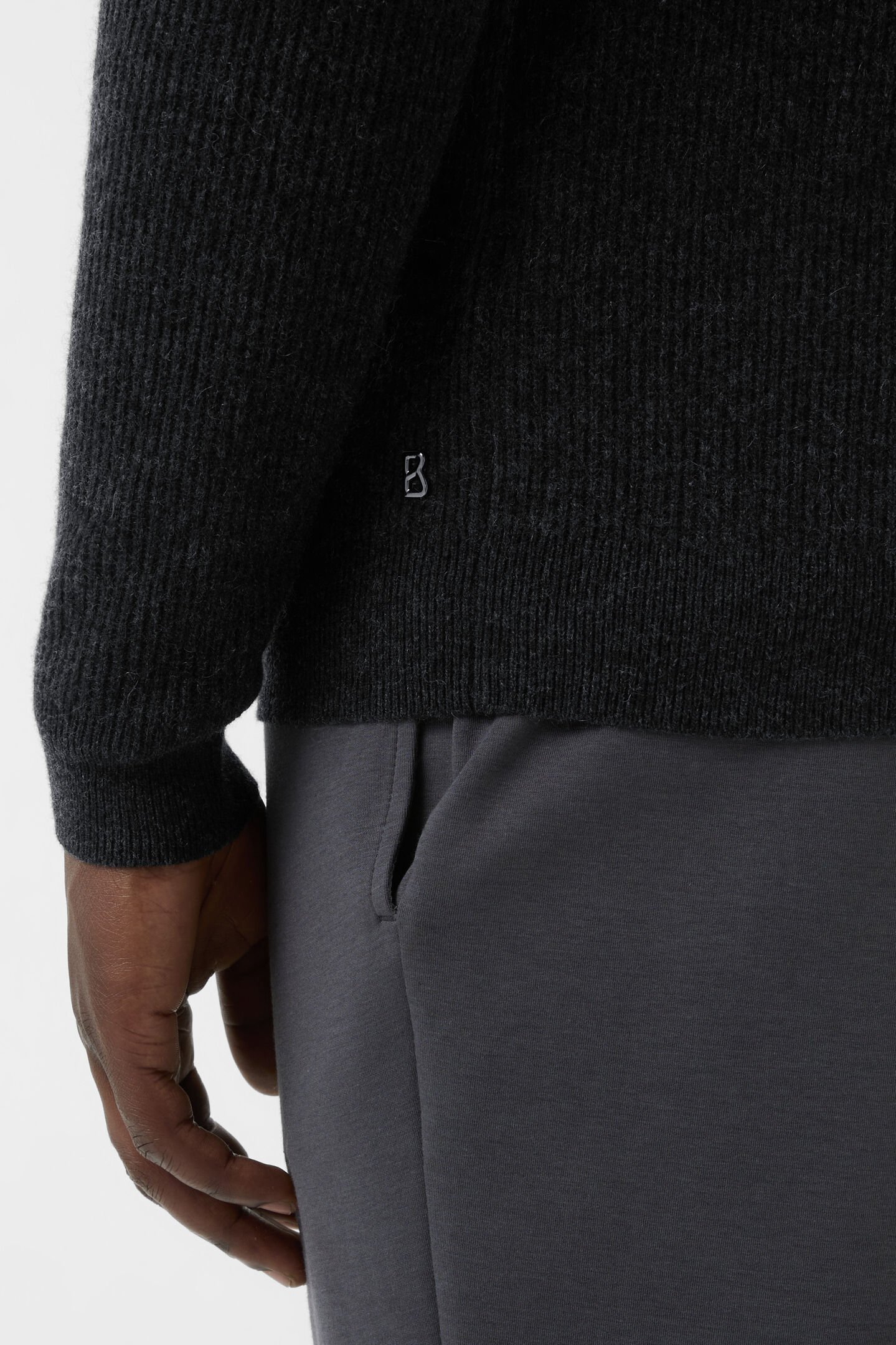 Pure new wool cashmere troyer Derek Anthracite