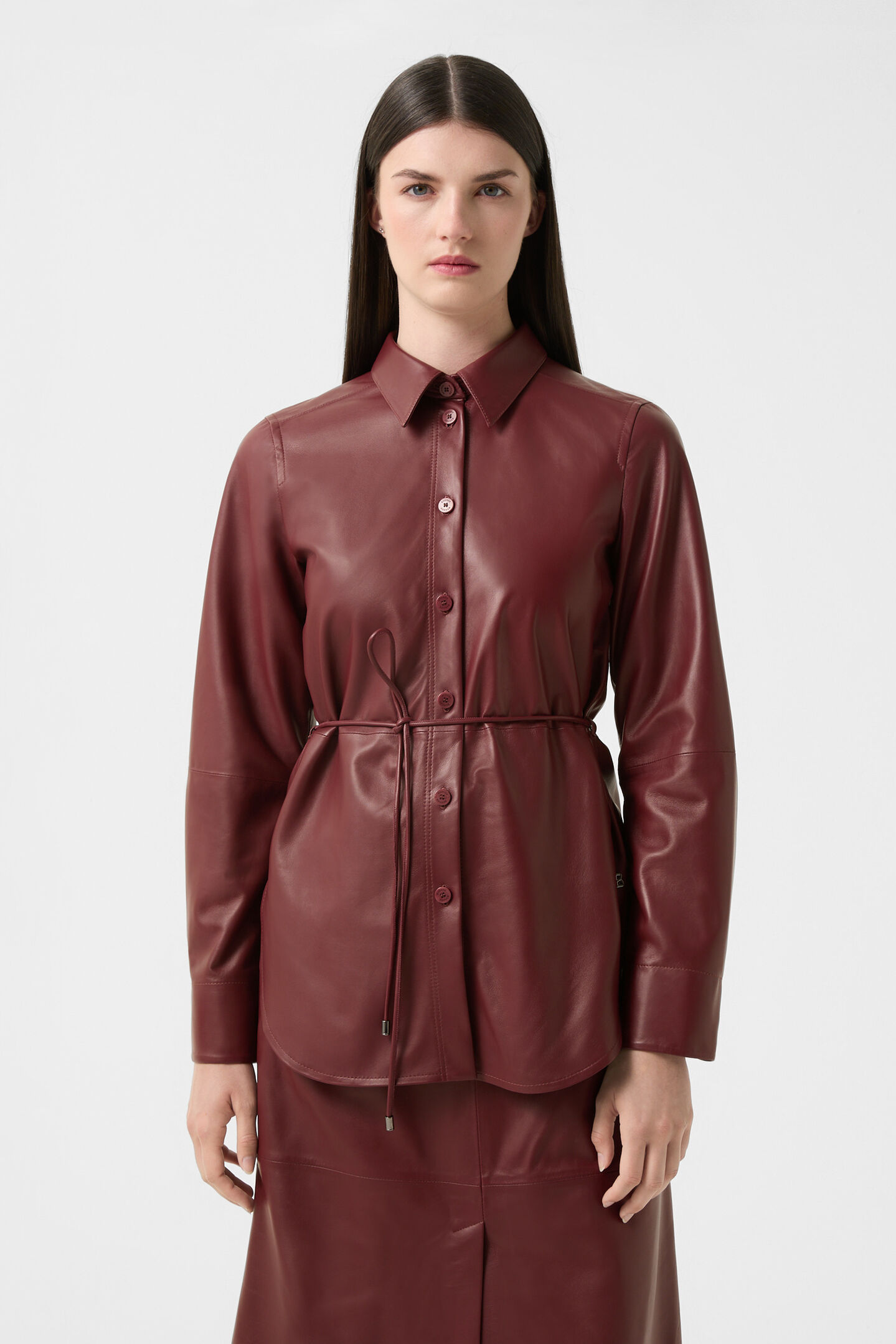 Lederbluse Ariela Weinrot