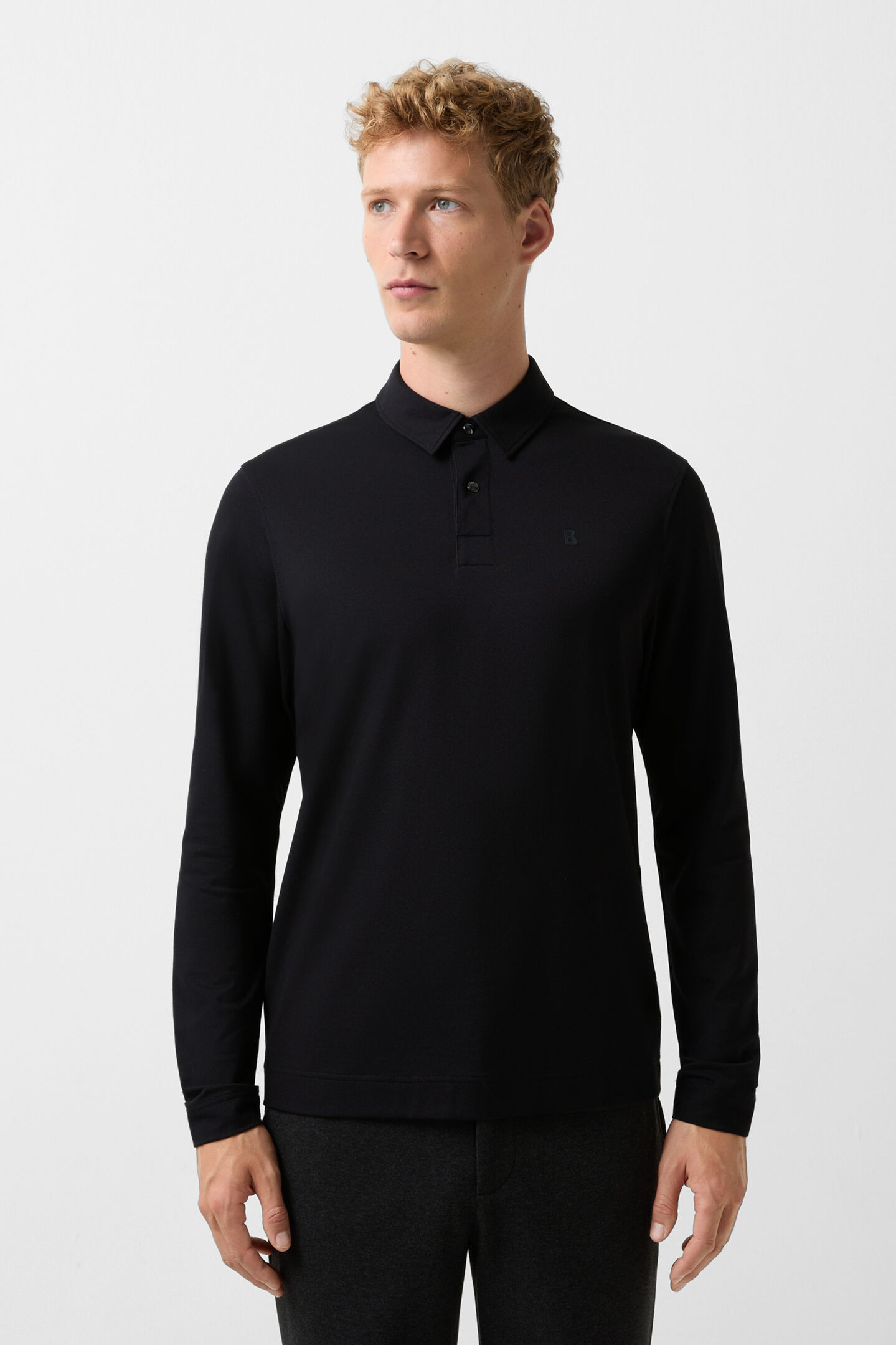 Timon poloshirt-longsleeve Zwart