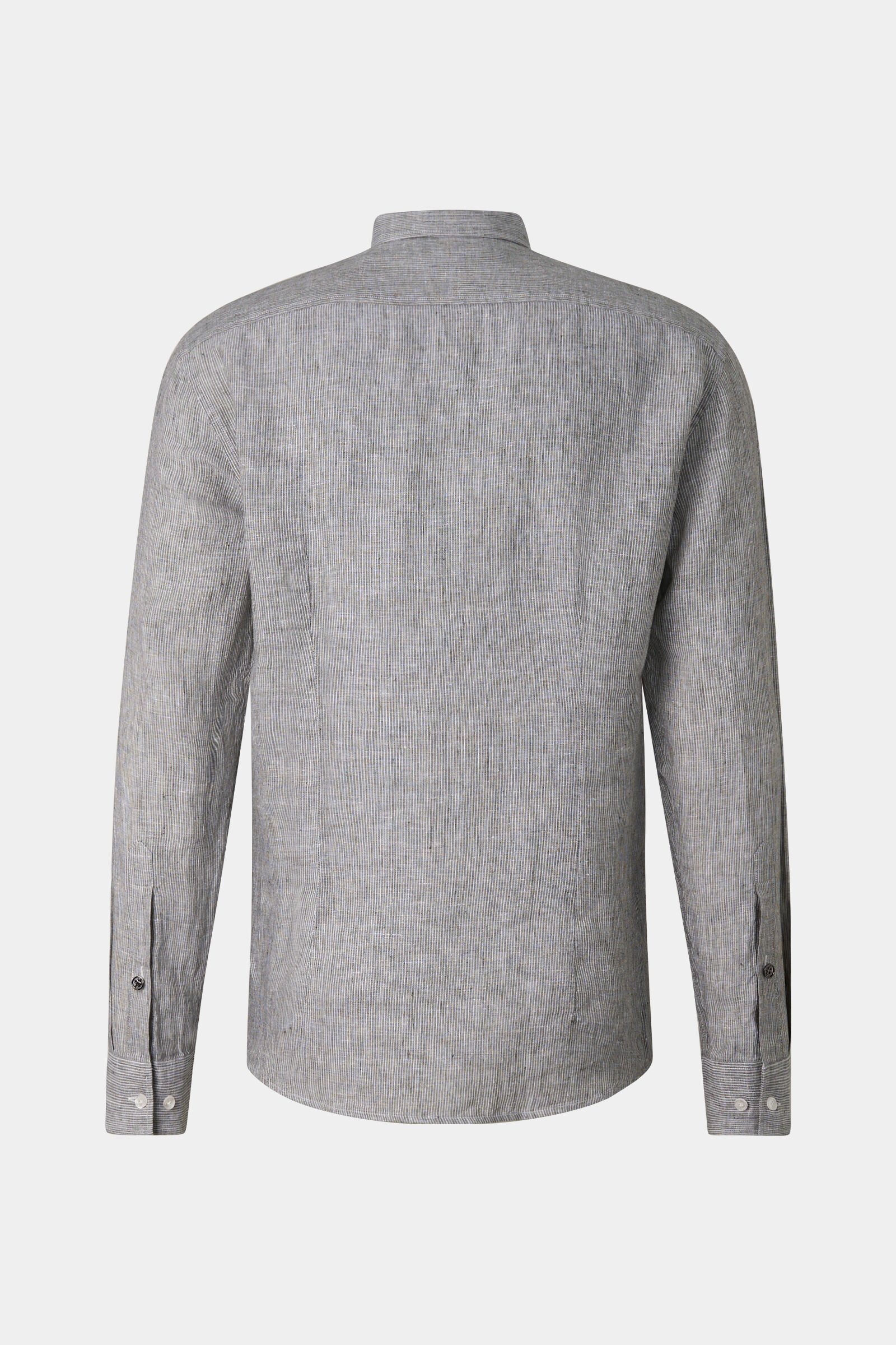 Timi linnen overhemd Olijfgroen/wit