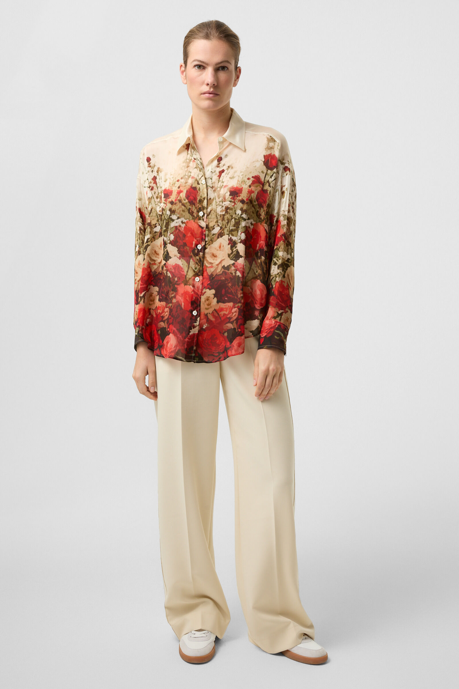Nadine chiffon shirt blouse Red/Sand