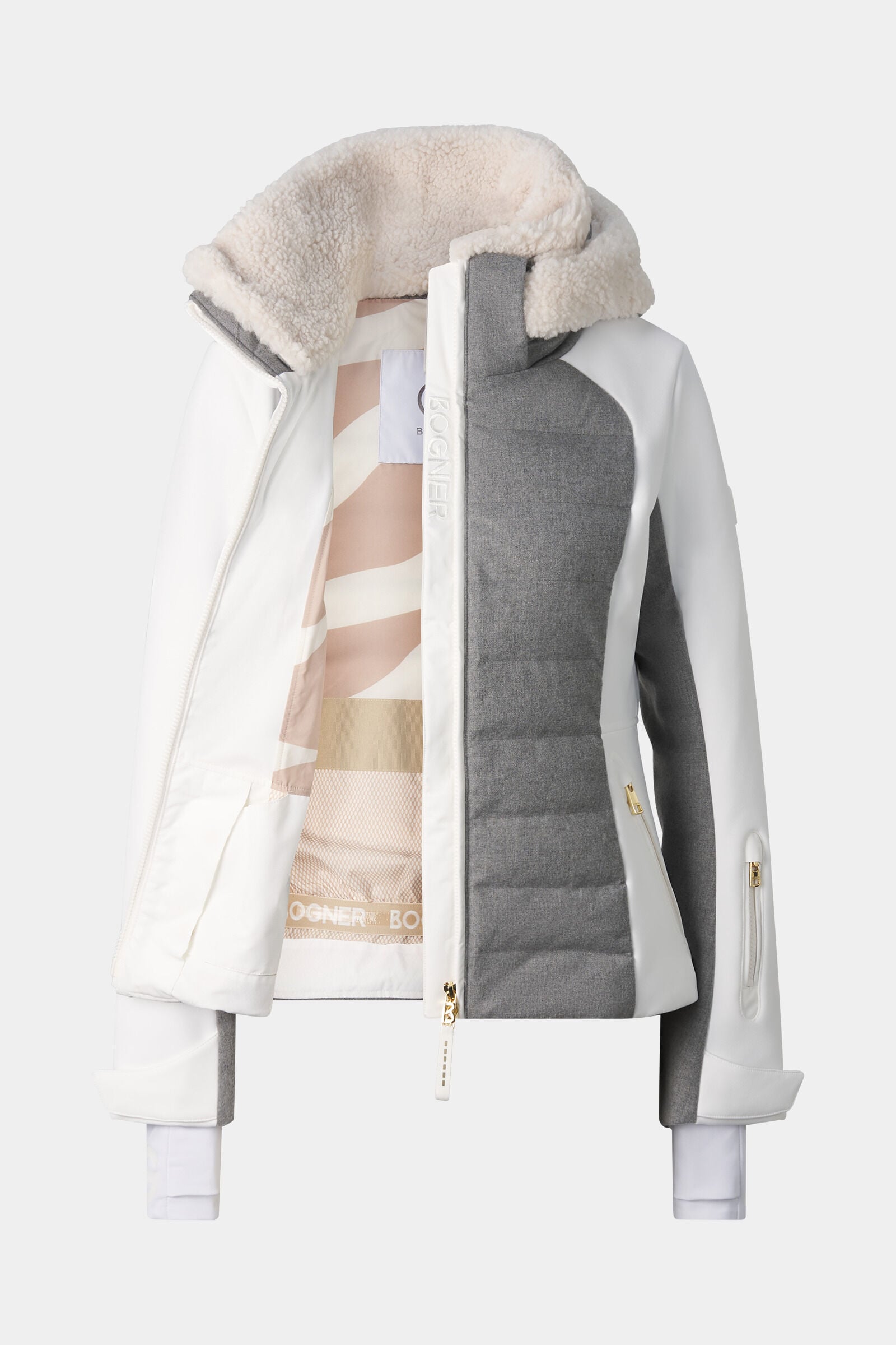 Linn Down Ski Jacket Light Gray/Off-White
