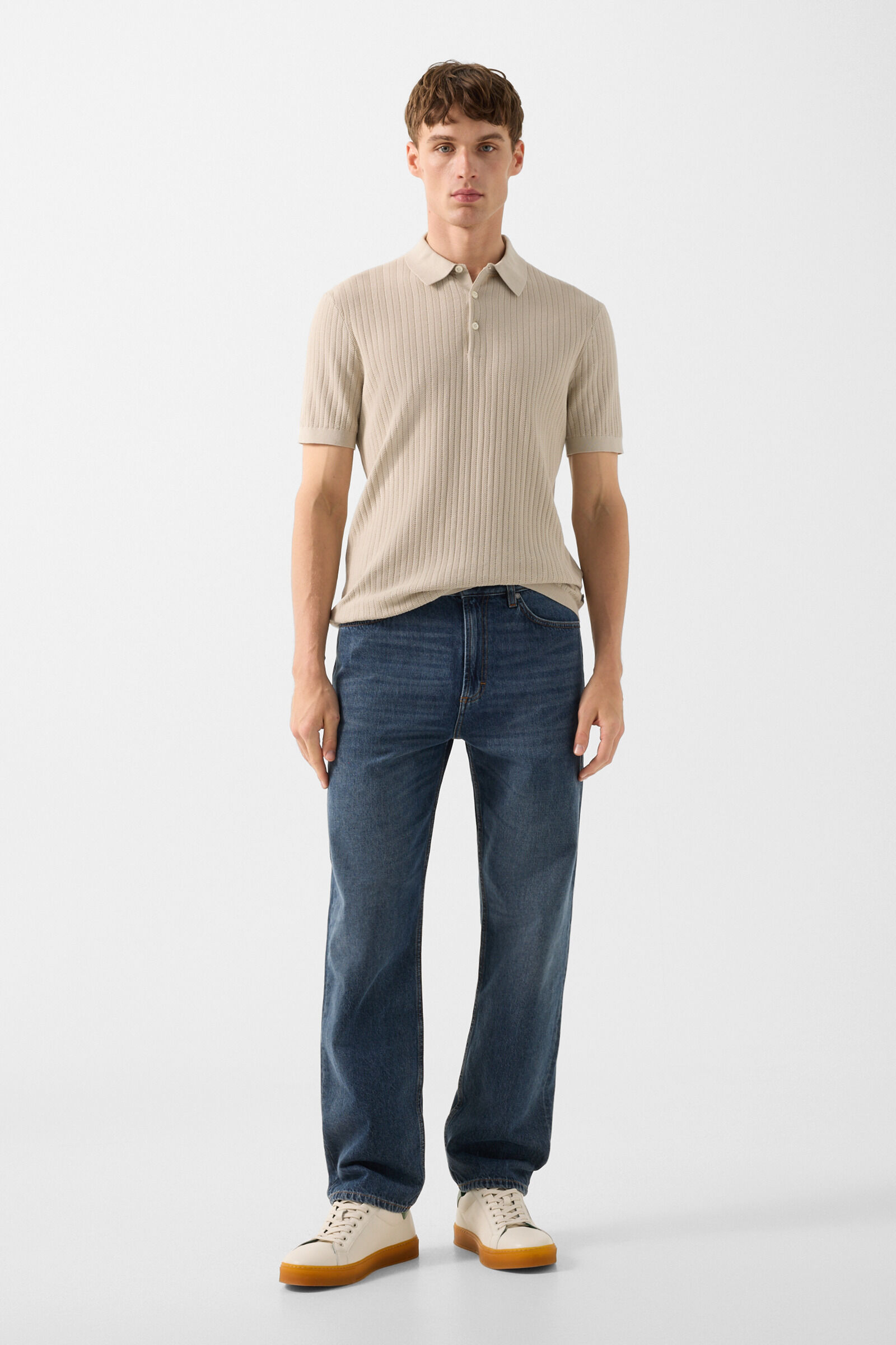 Strick-Polo-Shirt Tobias Sand