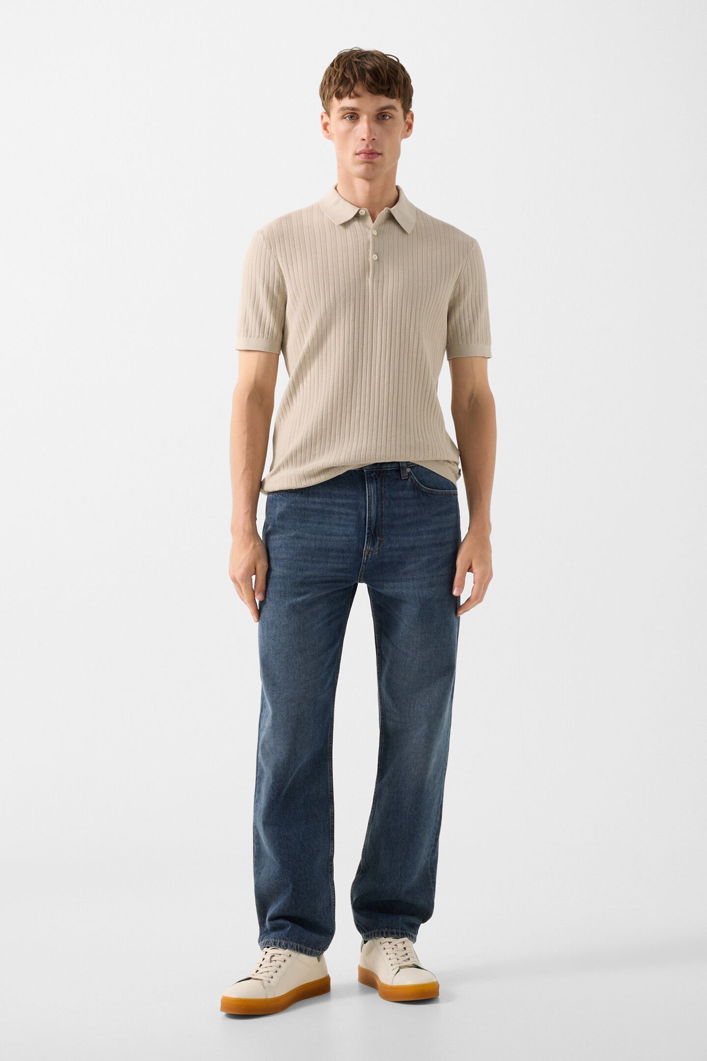 Strick-Polo-Shirt Tobias Sand