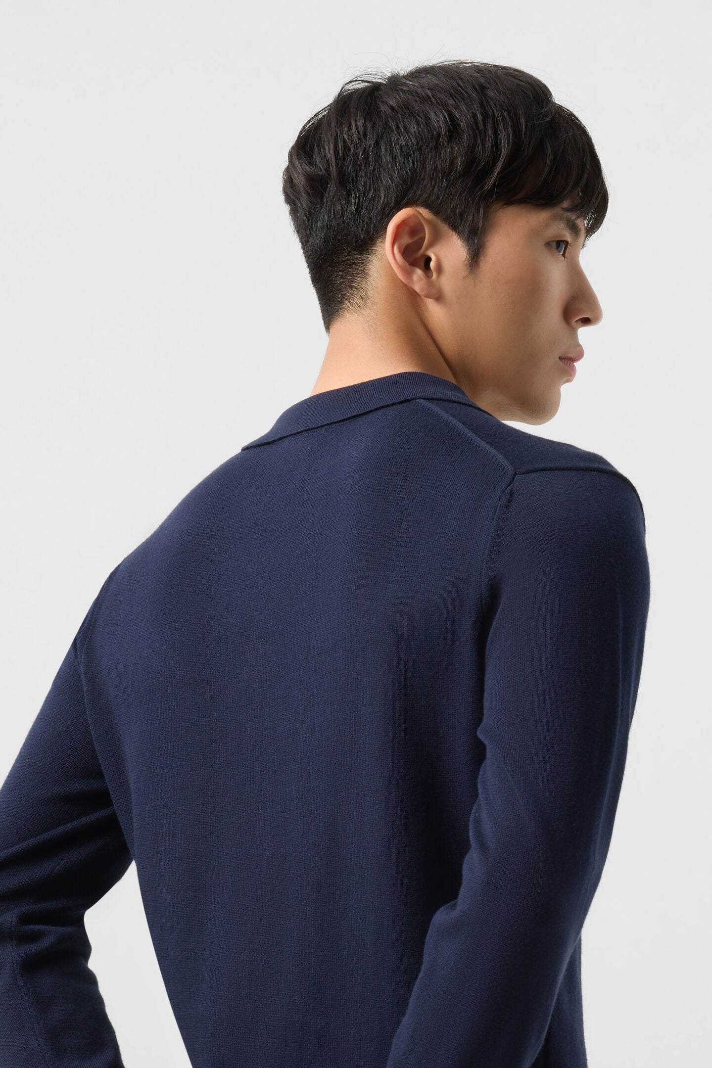 Garry knitted polo long-sleeved top Navy blue