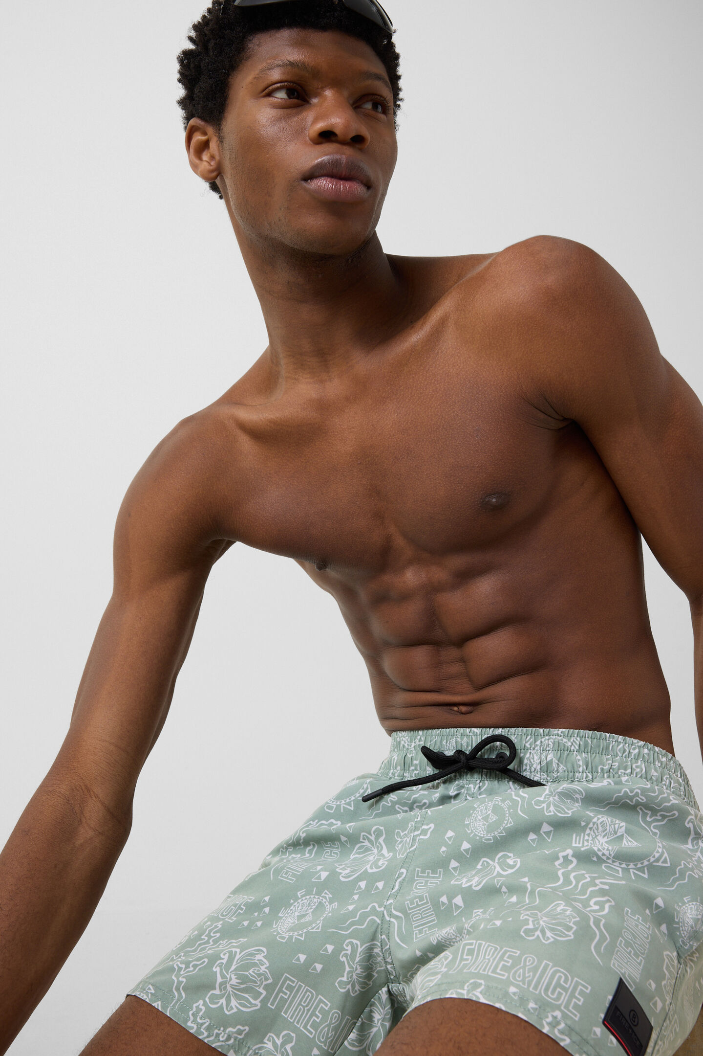 Nelson swim trunks Eucalyptus/white