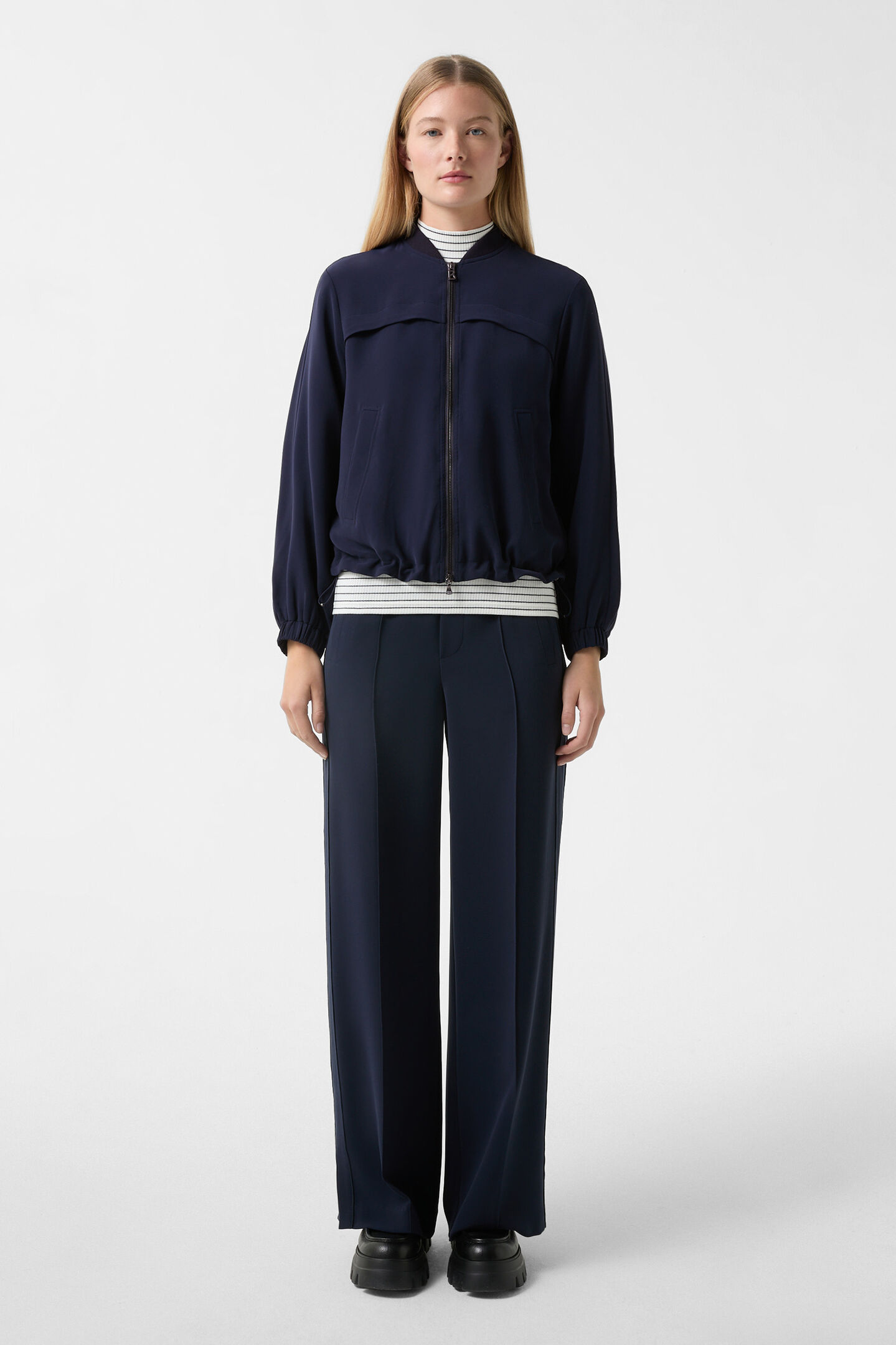 Crêpe-Blouson Sheila Navy-Blau