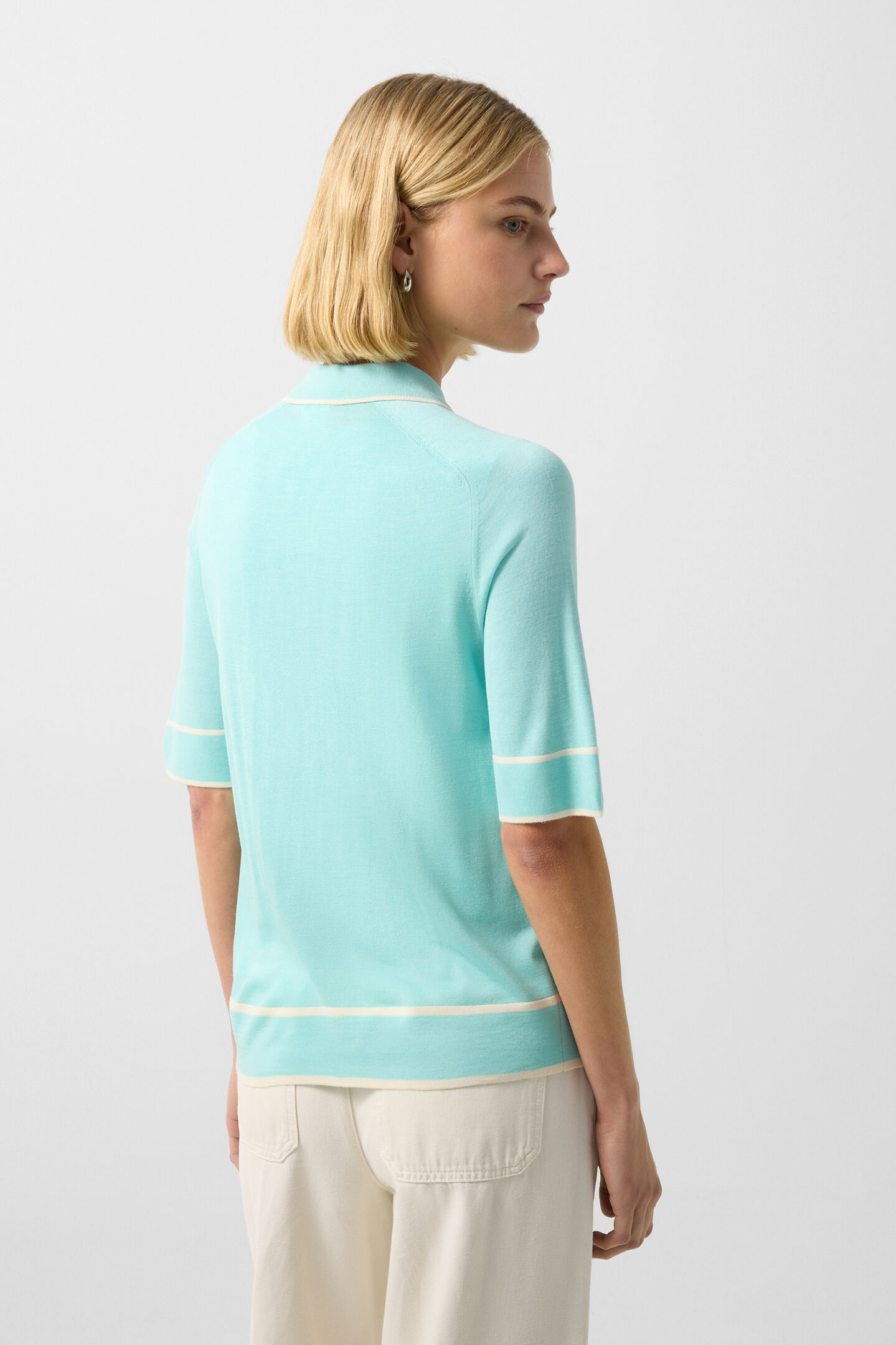Peaches silk knit jacket Cyan-blue