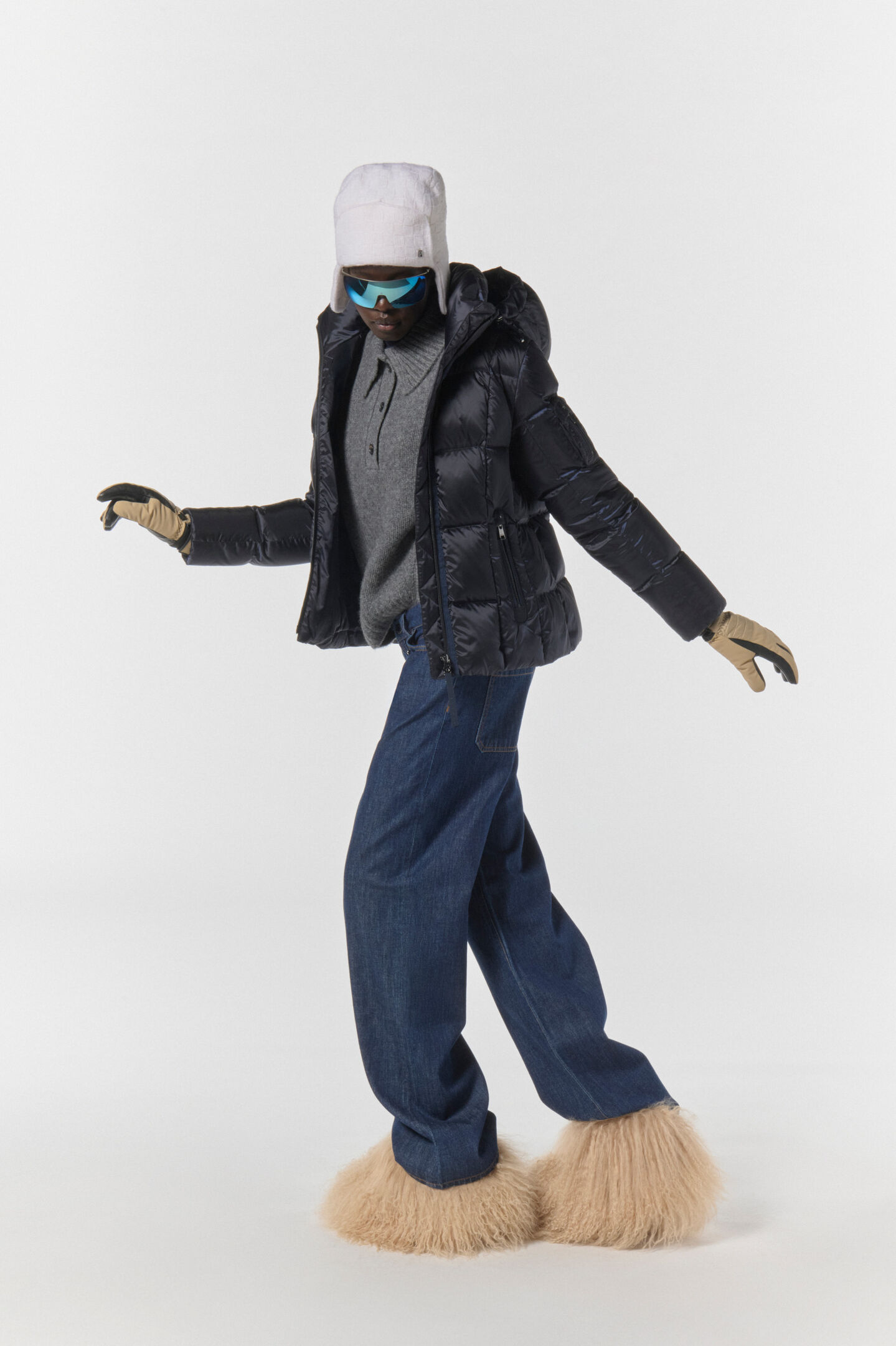 Feline down jacket Navy blue