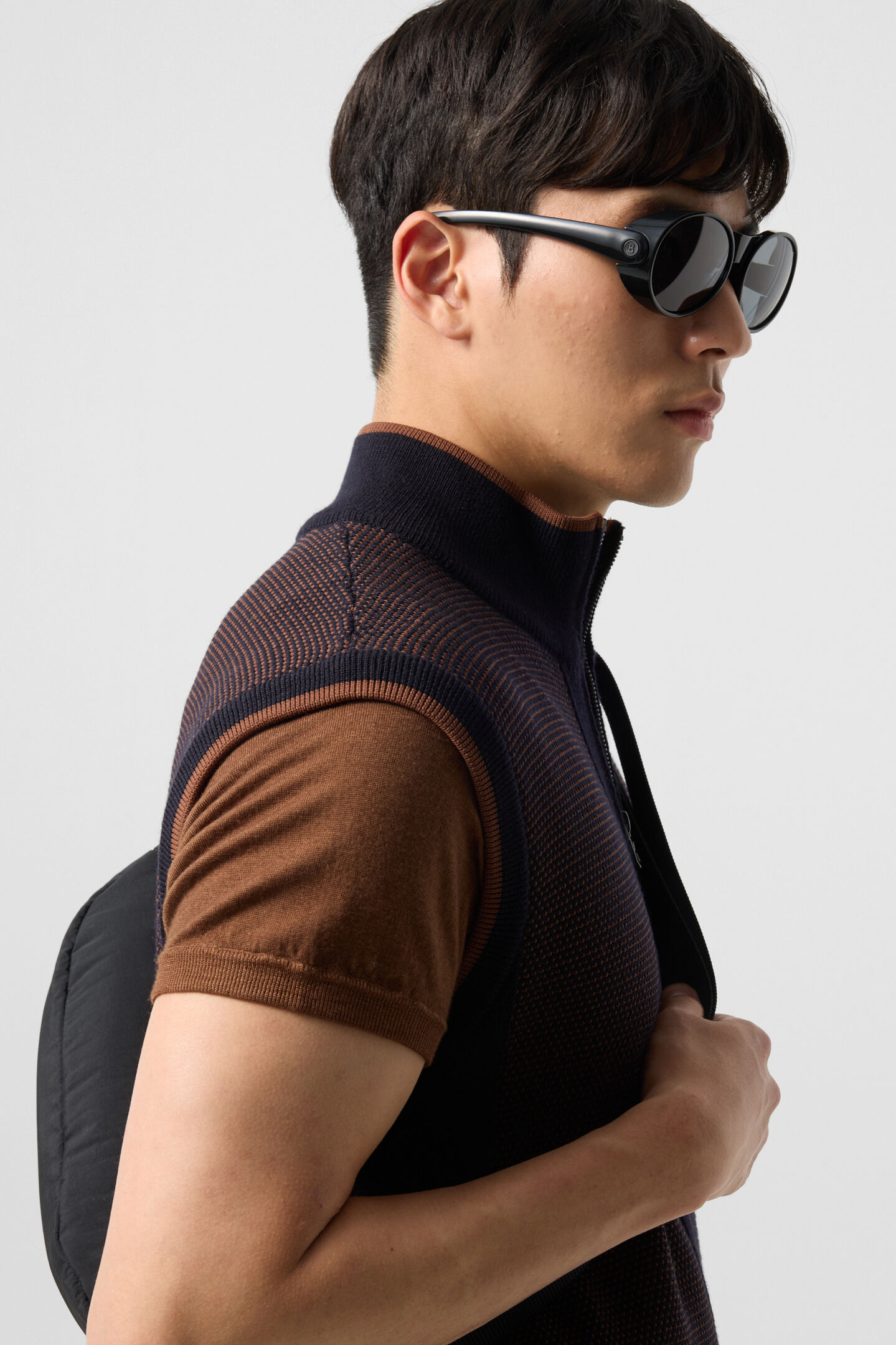 Enzo knitted waistcoat Navy blue/brown