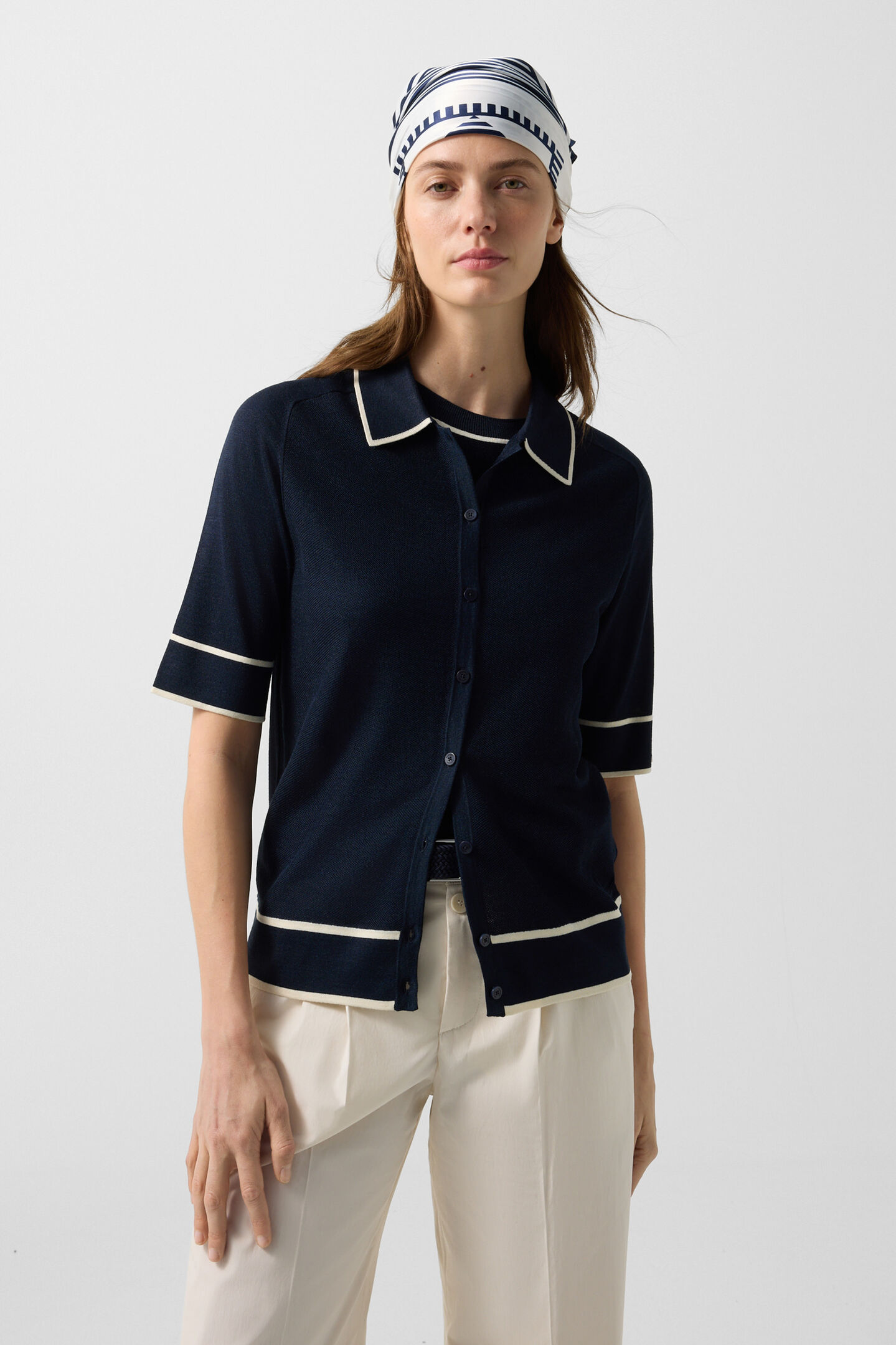 Peaches silk knit jacket Navy blue