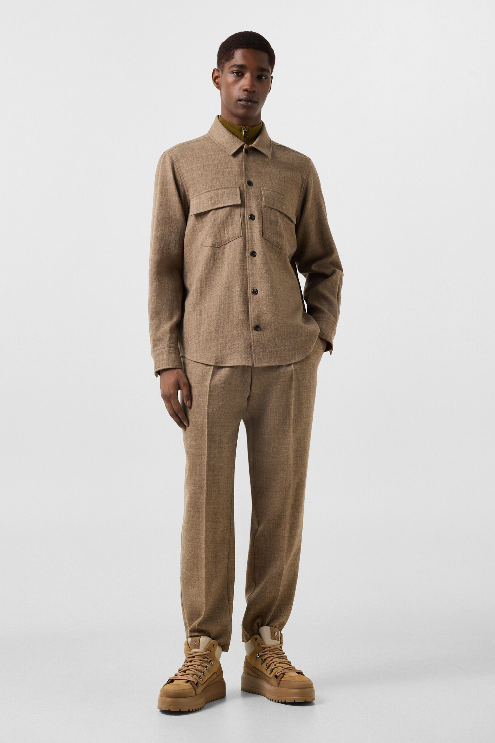 Heiko virgin wool shirt Brown