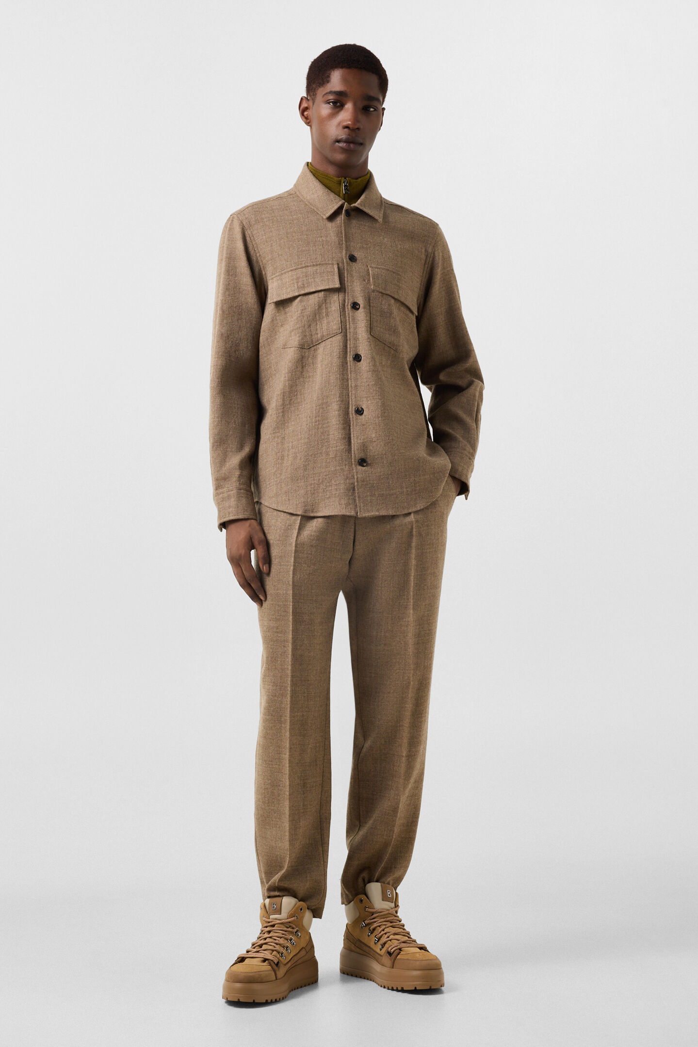 Heiko virgin wool shirt Brown