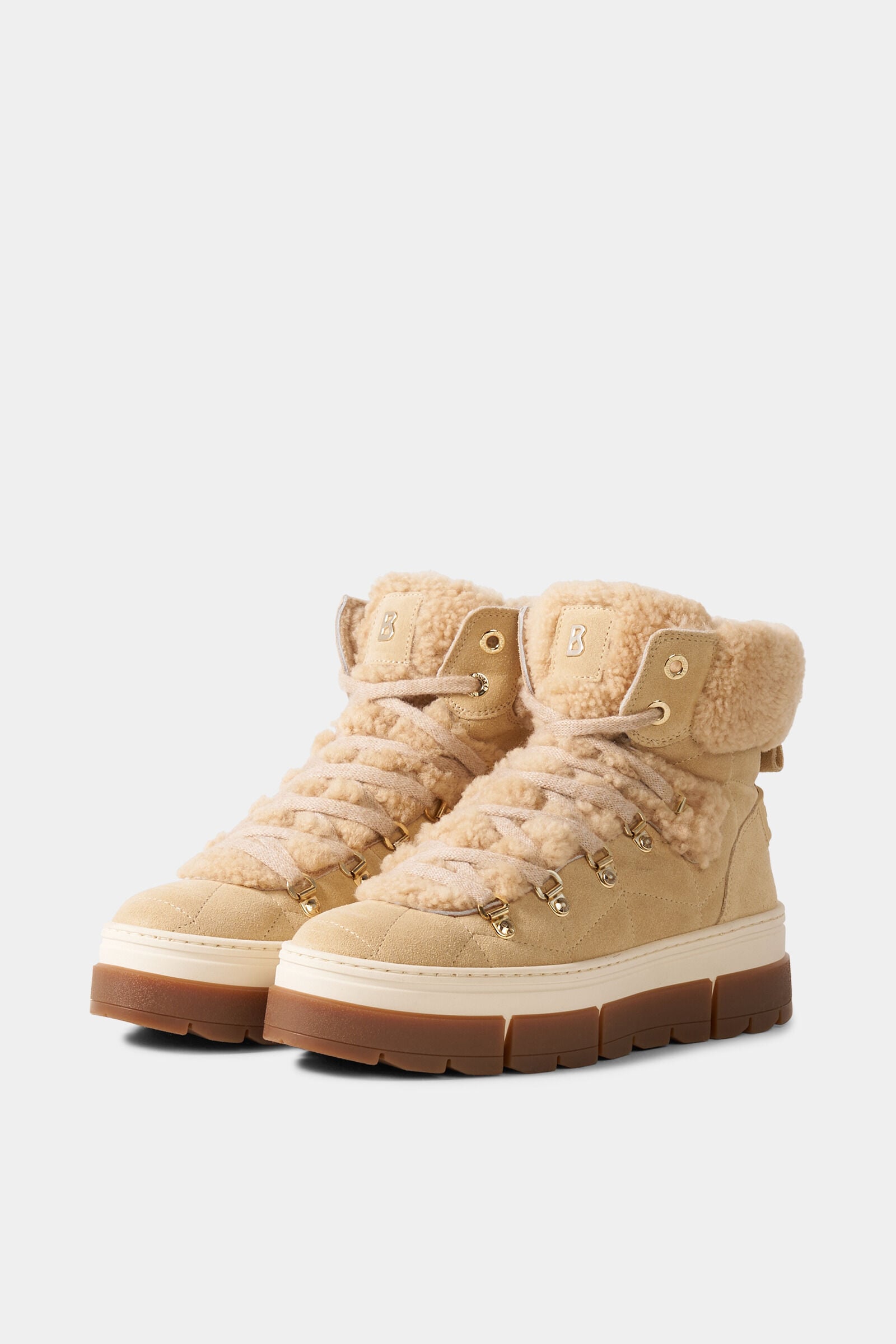 Lace-up boots from Vaduz with studs Camel