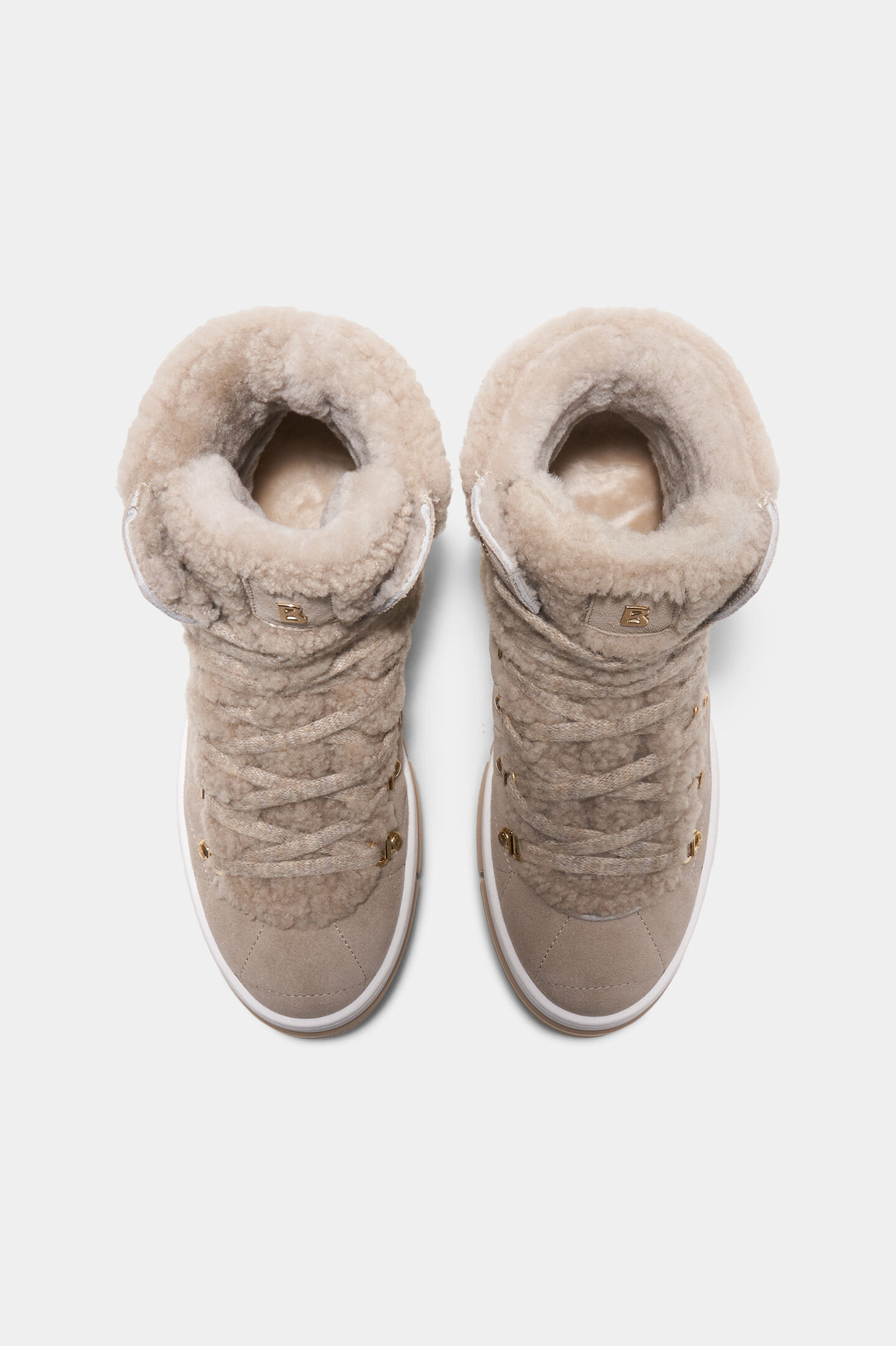 Lace-up boots from Vaduz with studs Beige