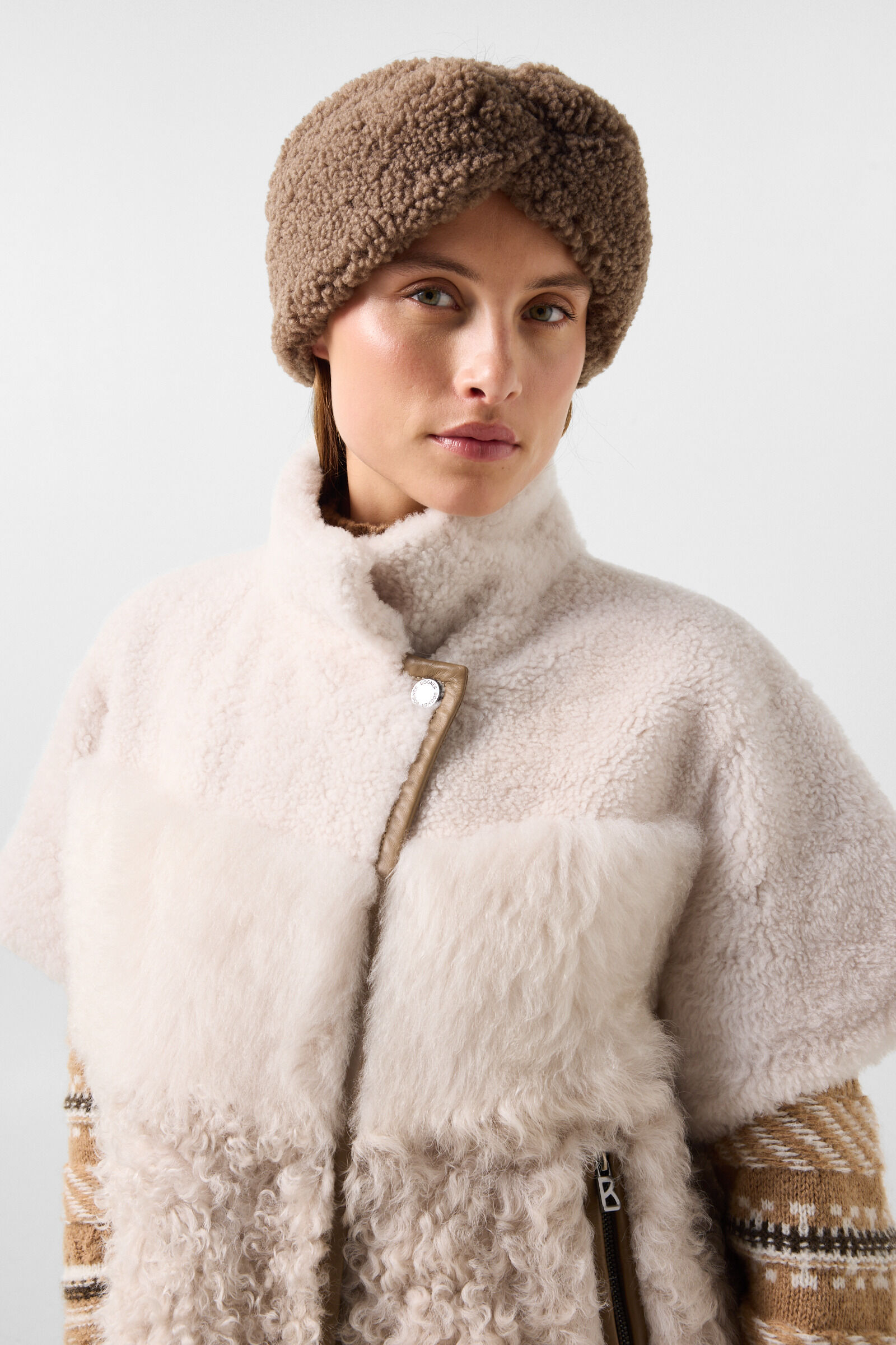 Lexy Lambskin Jacket Cream/Brown