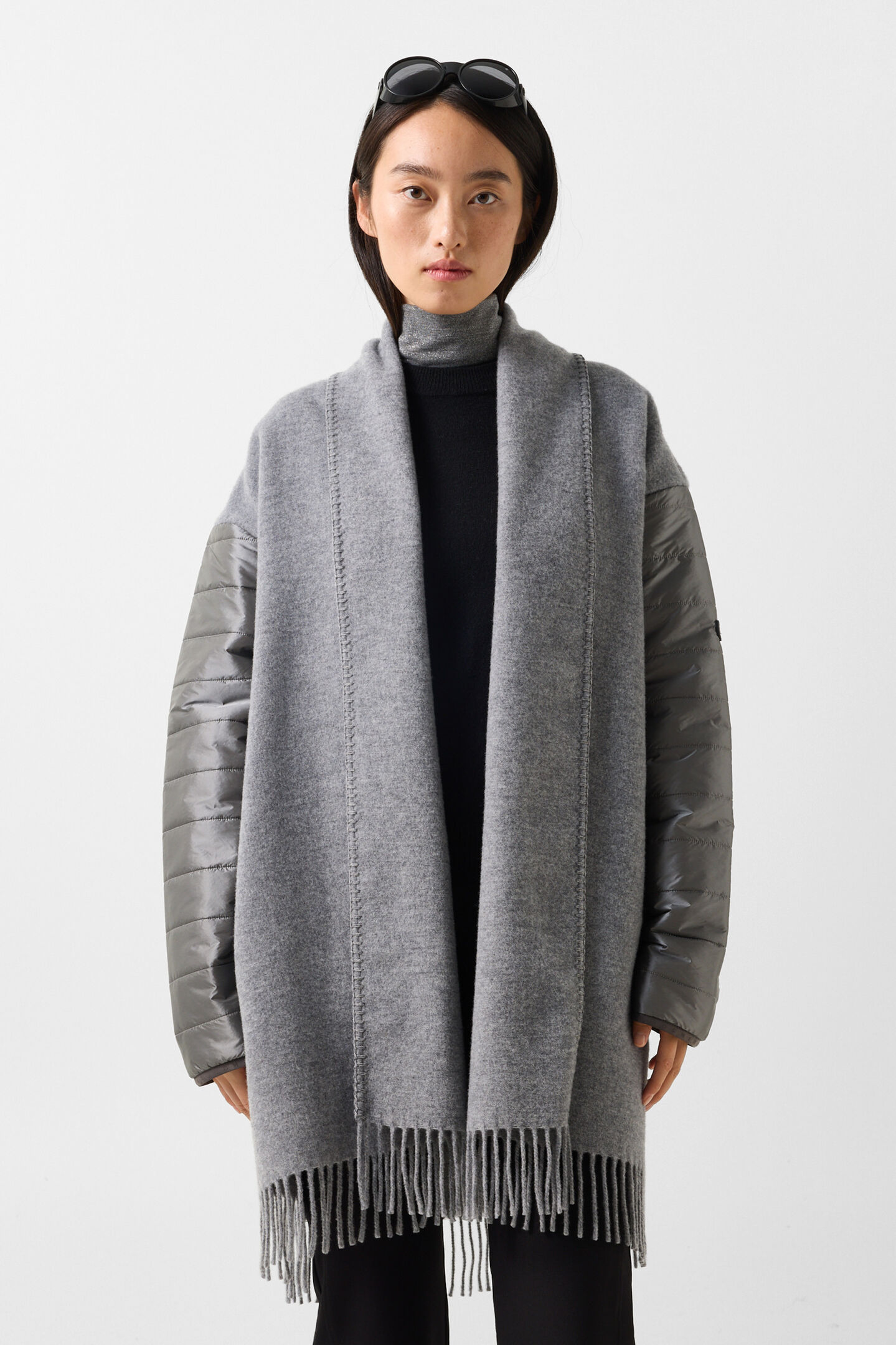 Wool Mix Poncho Grey