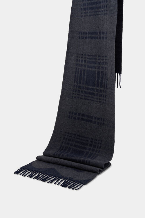 Woll-Schal Scarf Navy-Blau/Grau