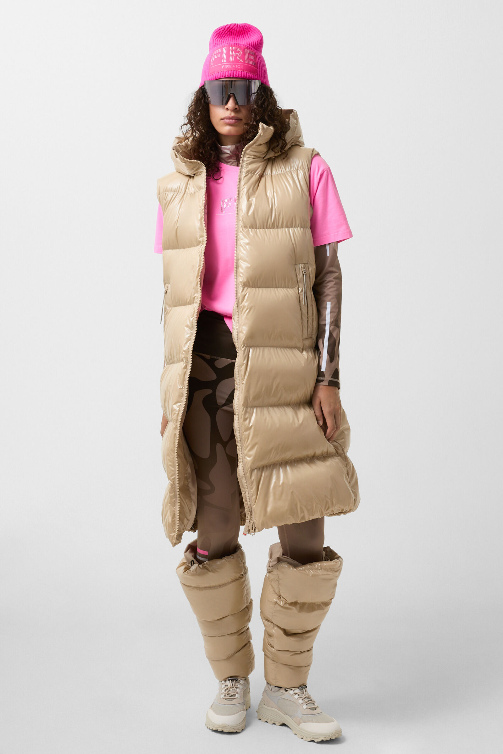 2-in1-Daunenmantel Asta Beige