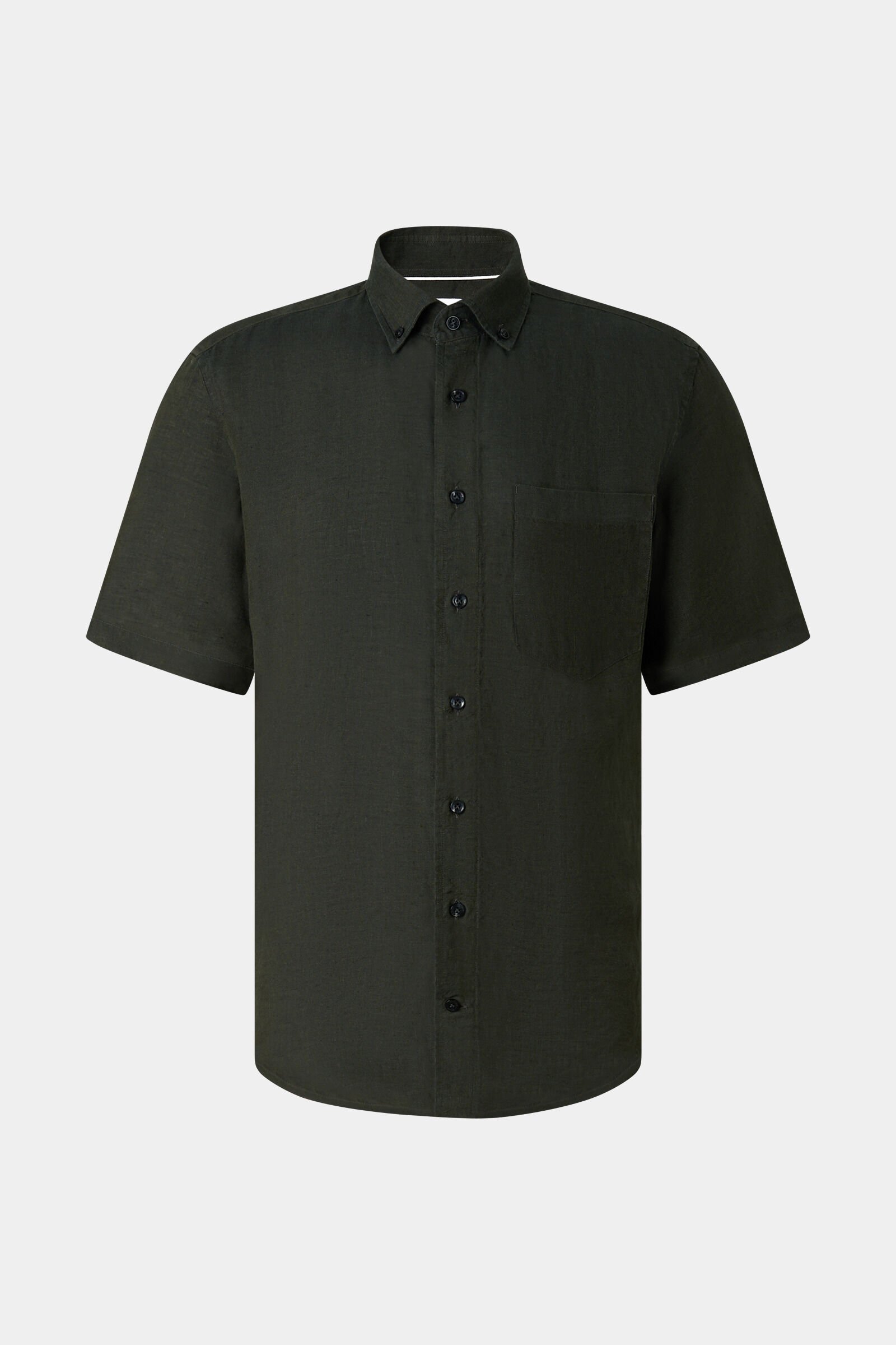 Linnen overhemd met korte mouwen Lykos Olijfgroen