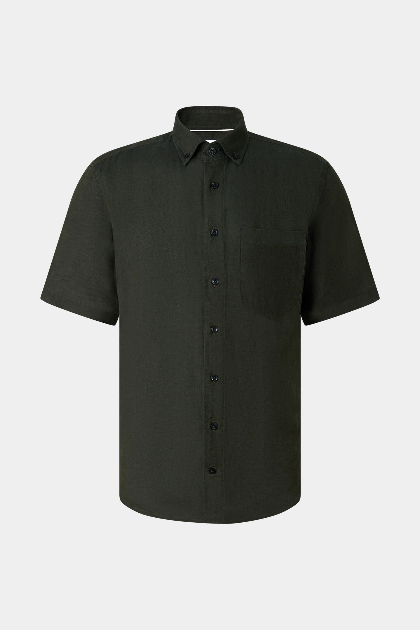 Leinen-Kurzarm-Hemd Lykos Oliv-Gr&uuml;n