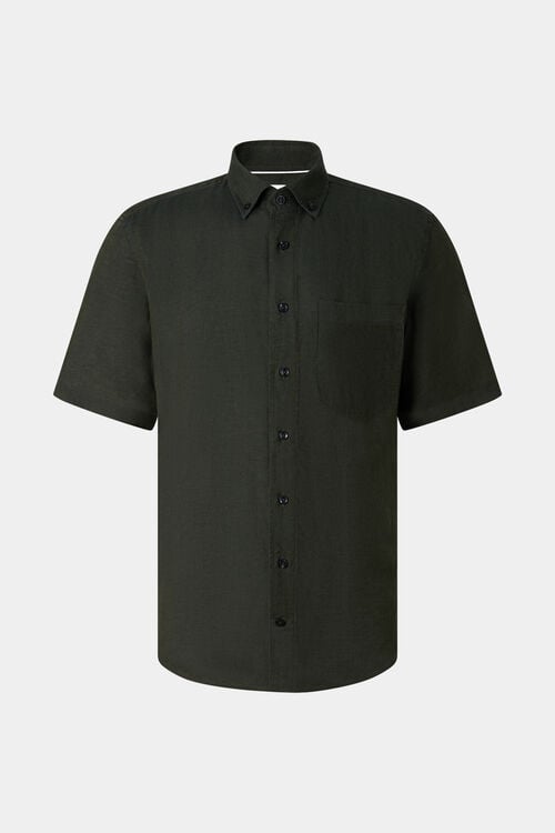 Linnen overhemd met korte mouwen Lykos Olijfgroen