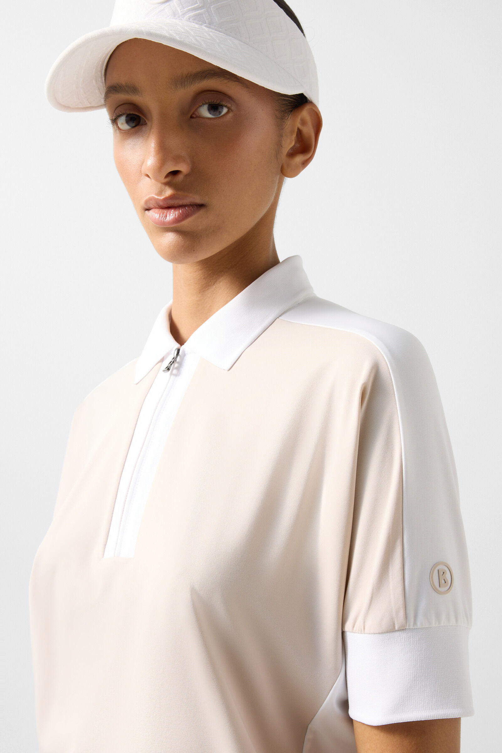 Arabell functional short-sleeved top Sand/white
