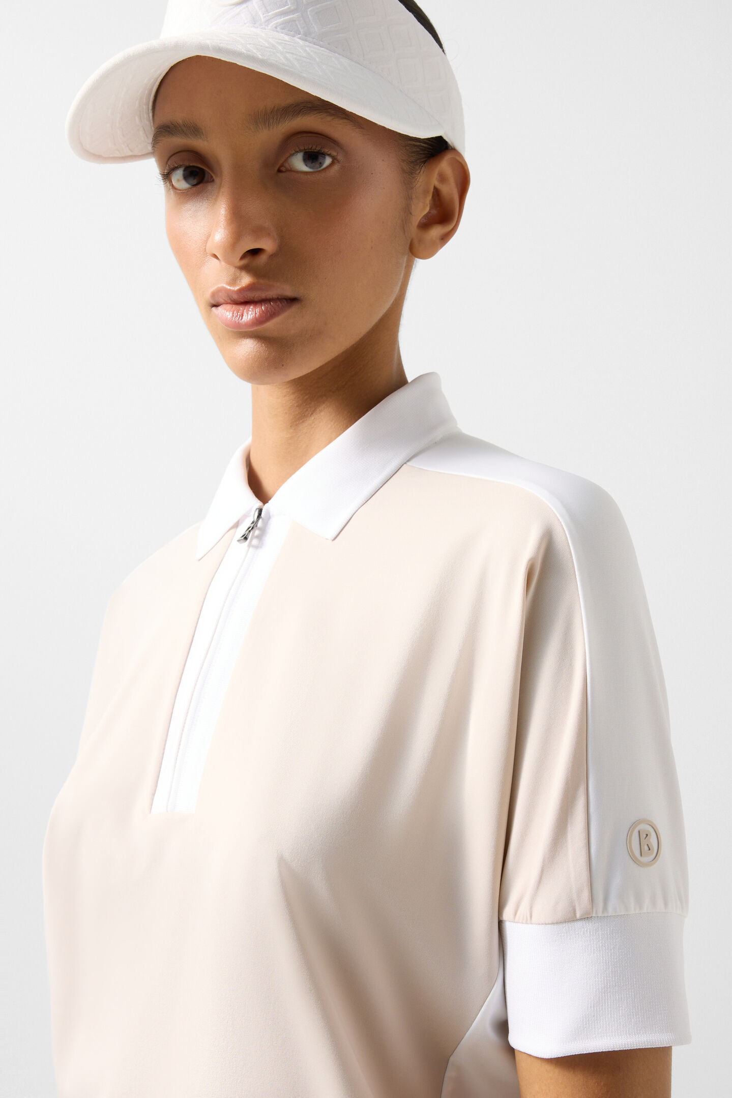 Arabell functional short-sleeved top Sand/white