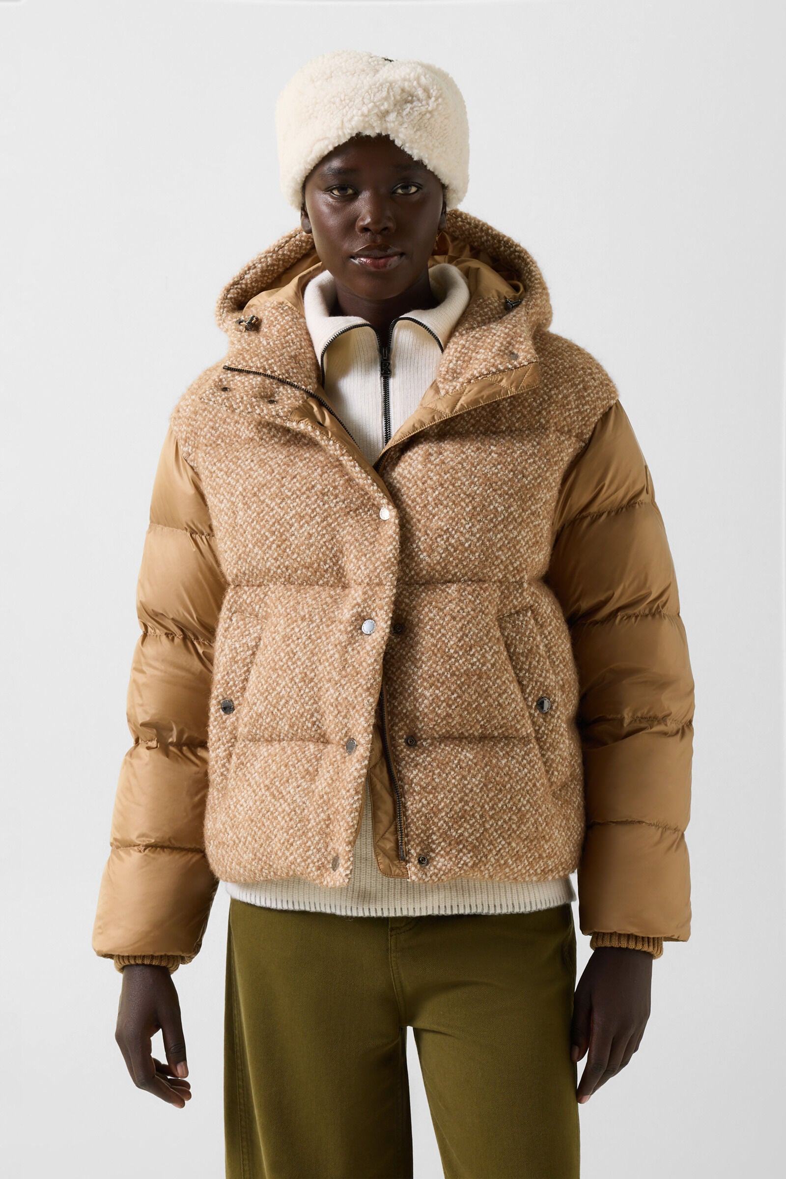 Boucl&eacute;-Daunenjacke Cathy Camel