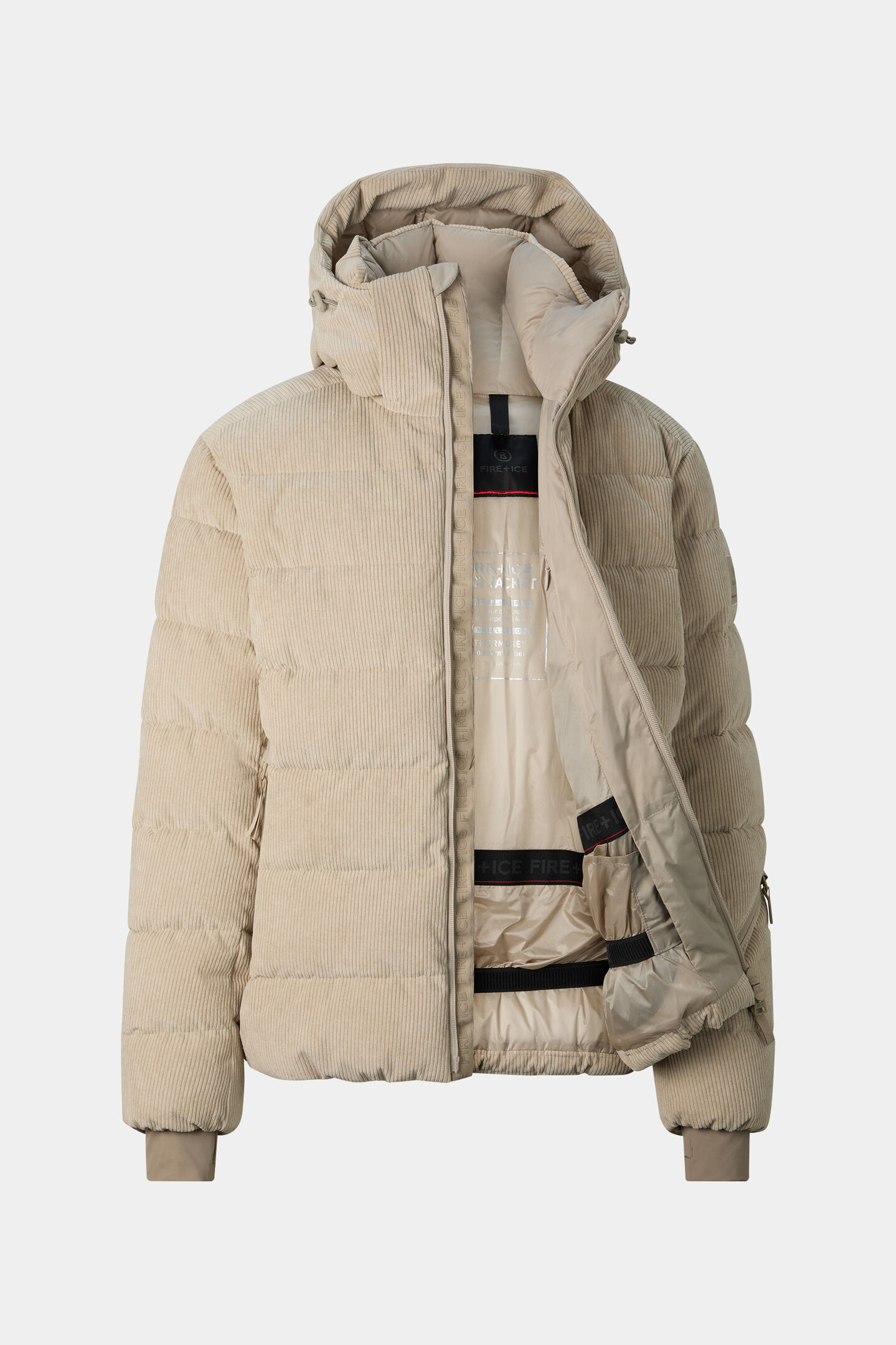 Veste de ski en velours c&ocirc;tel&eacute; Luka Beige