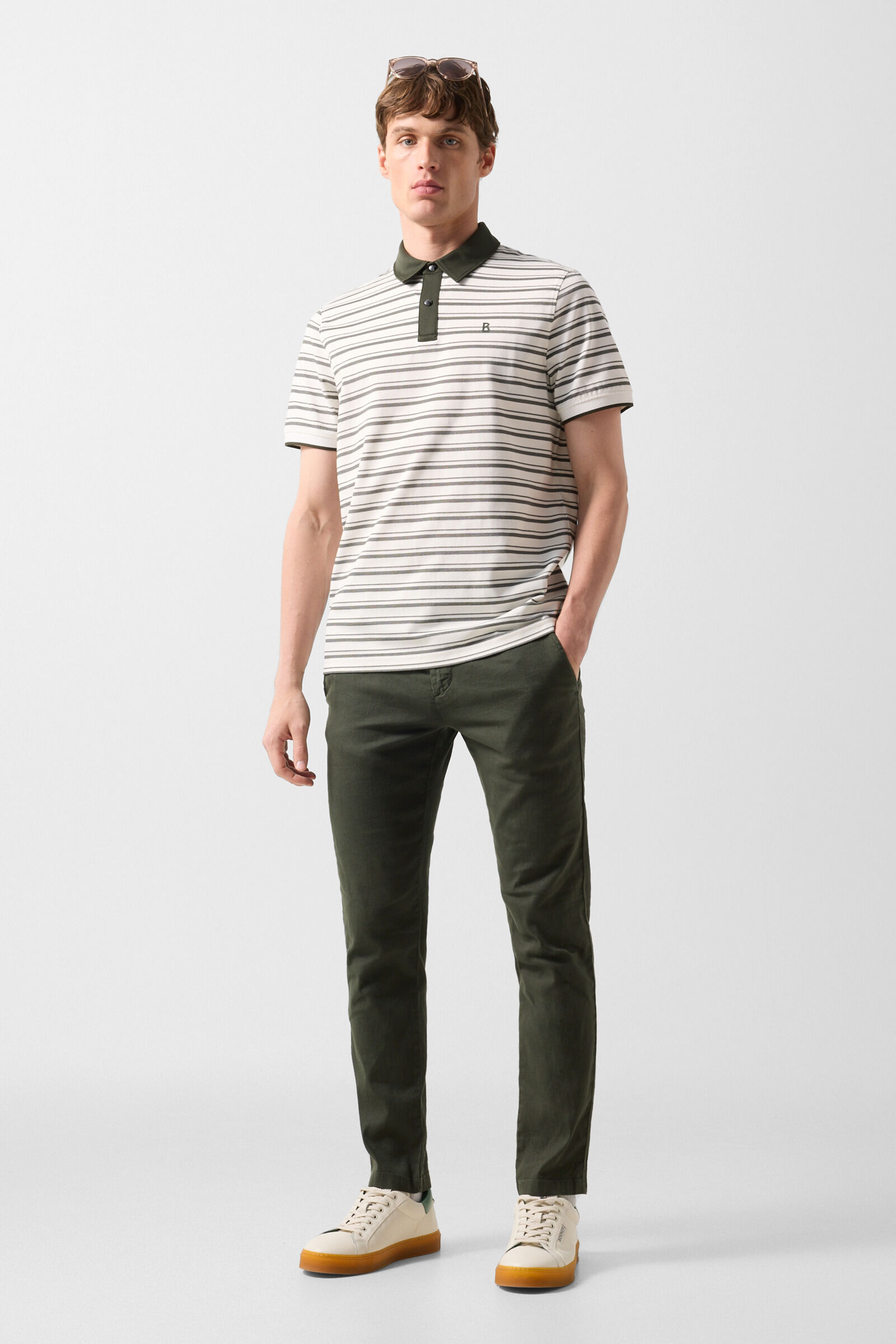 Timo polo shirt Dark green/off-white