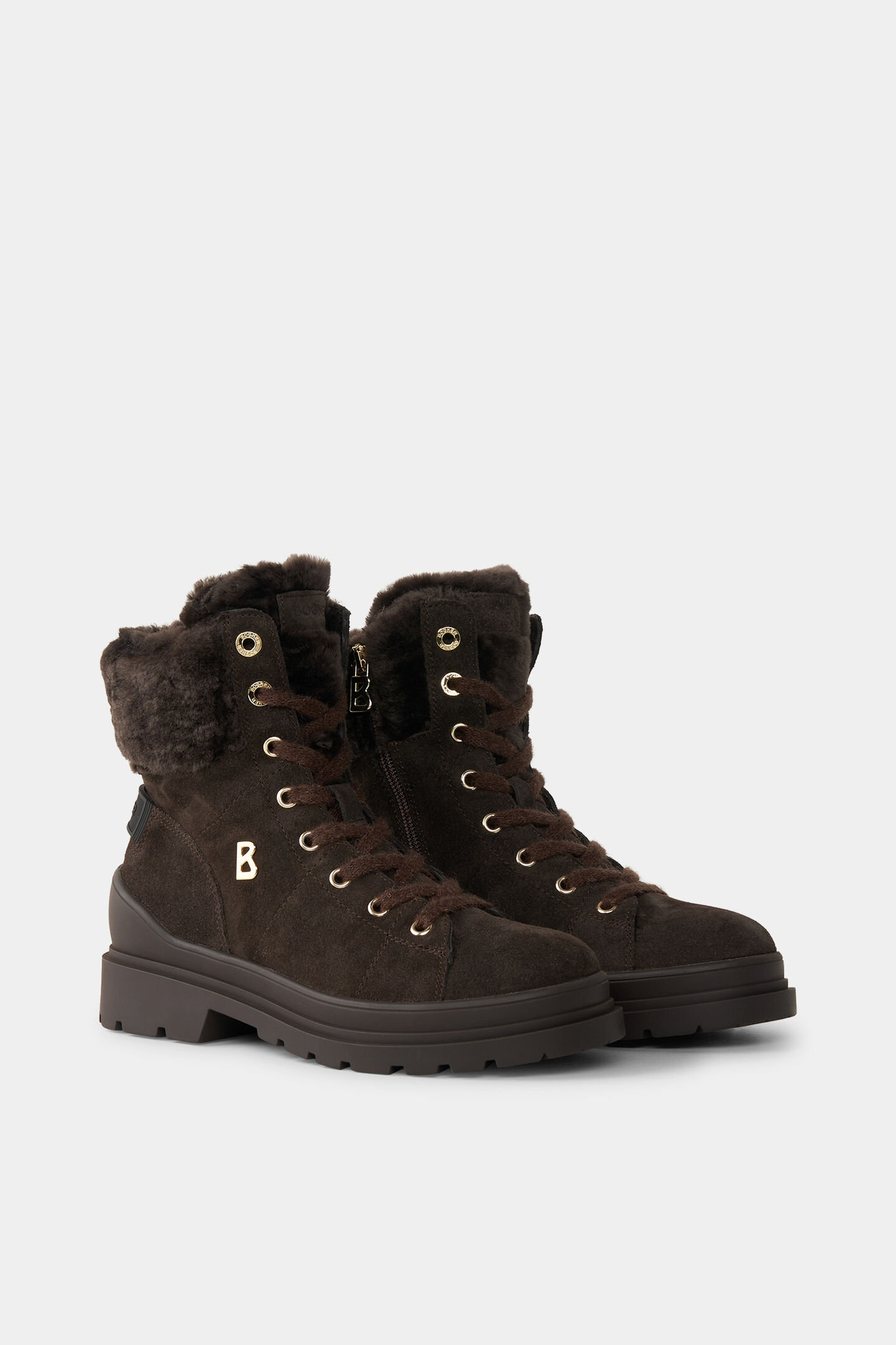St. Moritz lace-up boots with spikes Chocolate