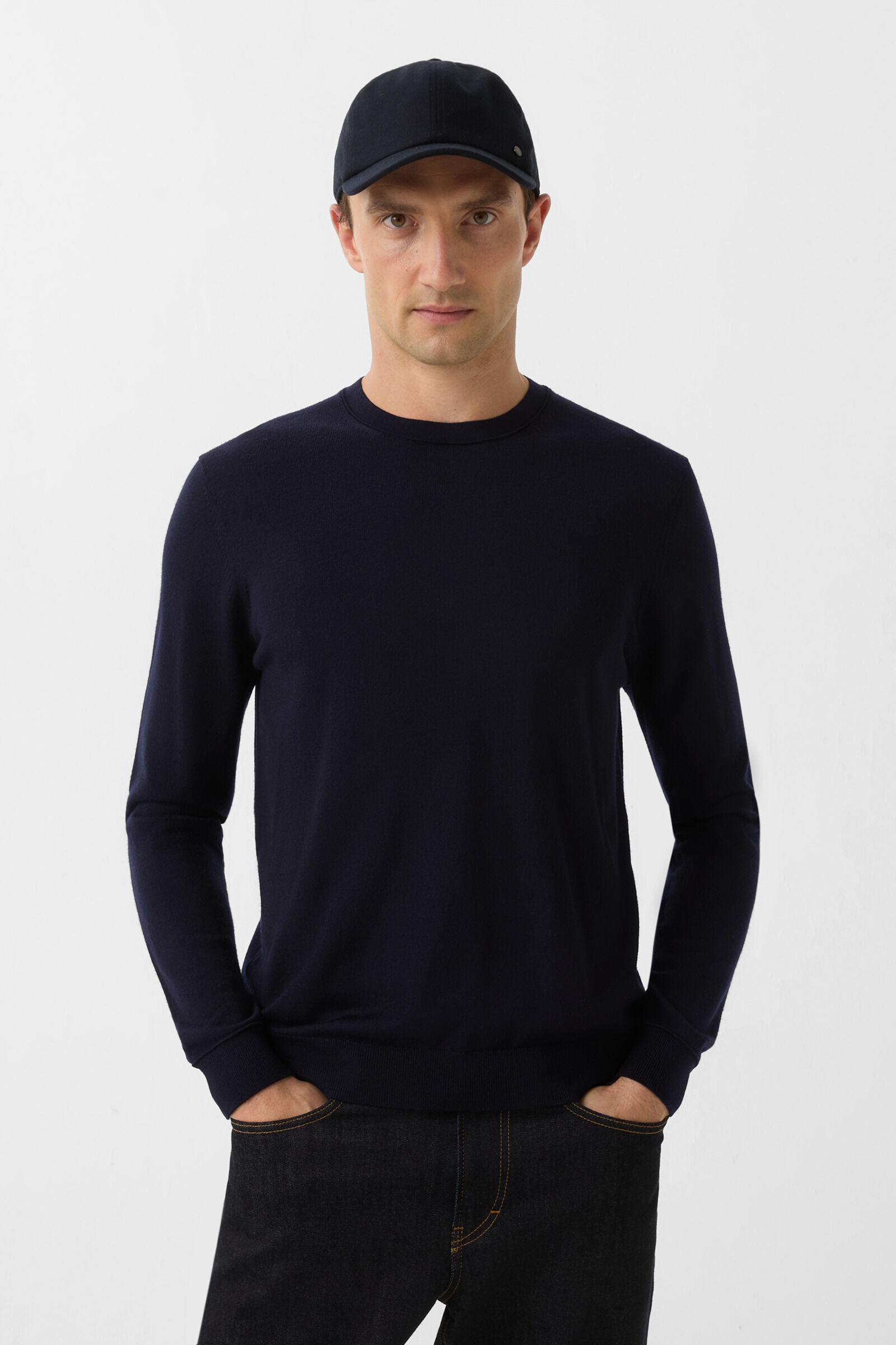 Fine knit pullover Ole Navy blue