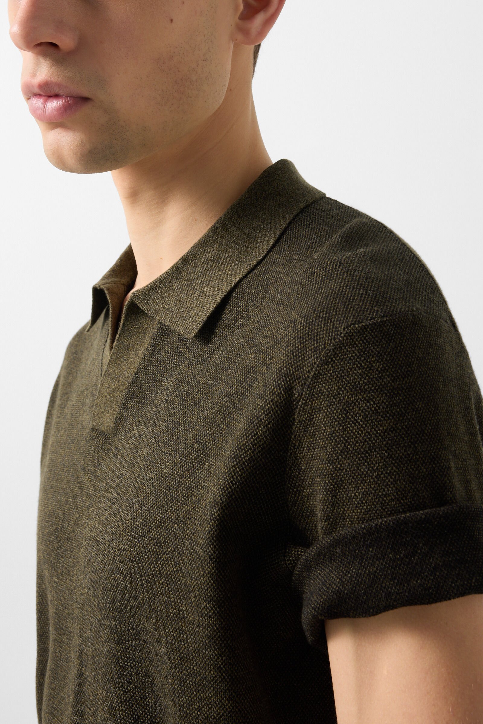 Lyon knitted polo shirt Olive green