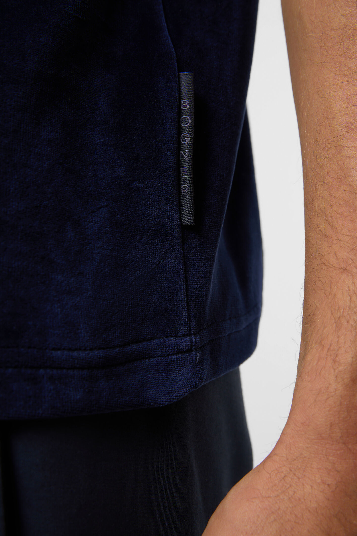 Vincenzo velour polo shirt Navy blue