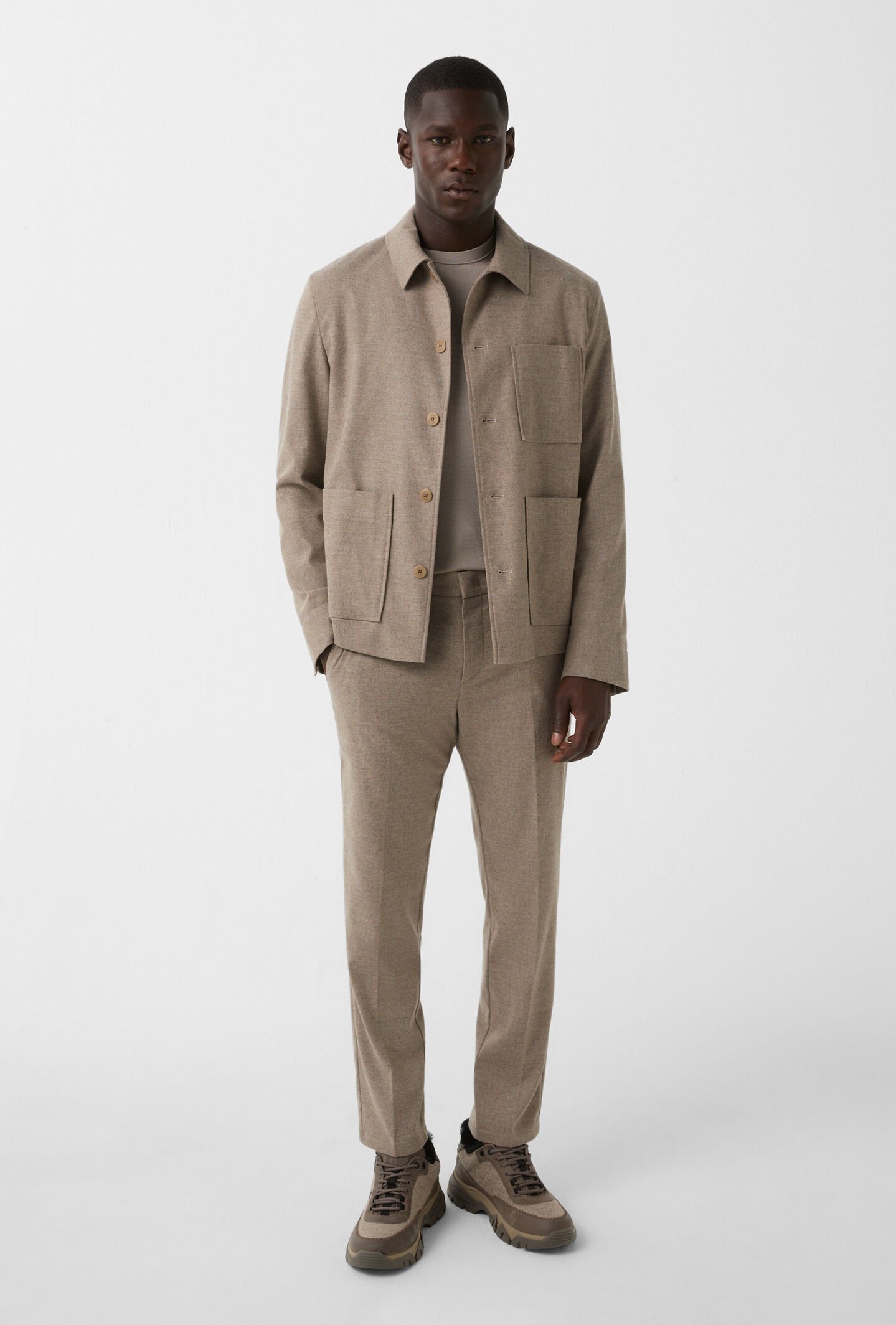 Flannel trousers Riley Business Taupe