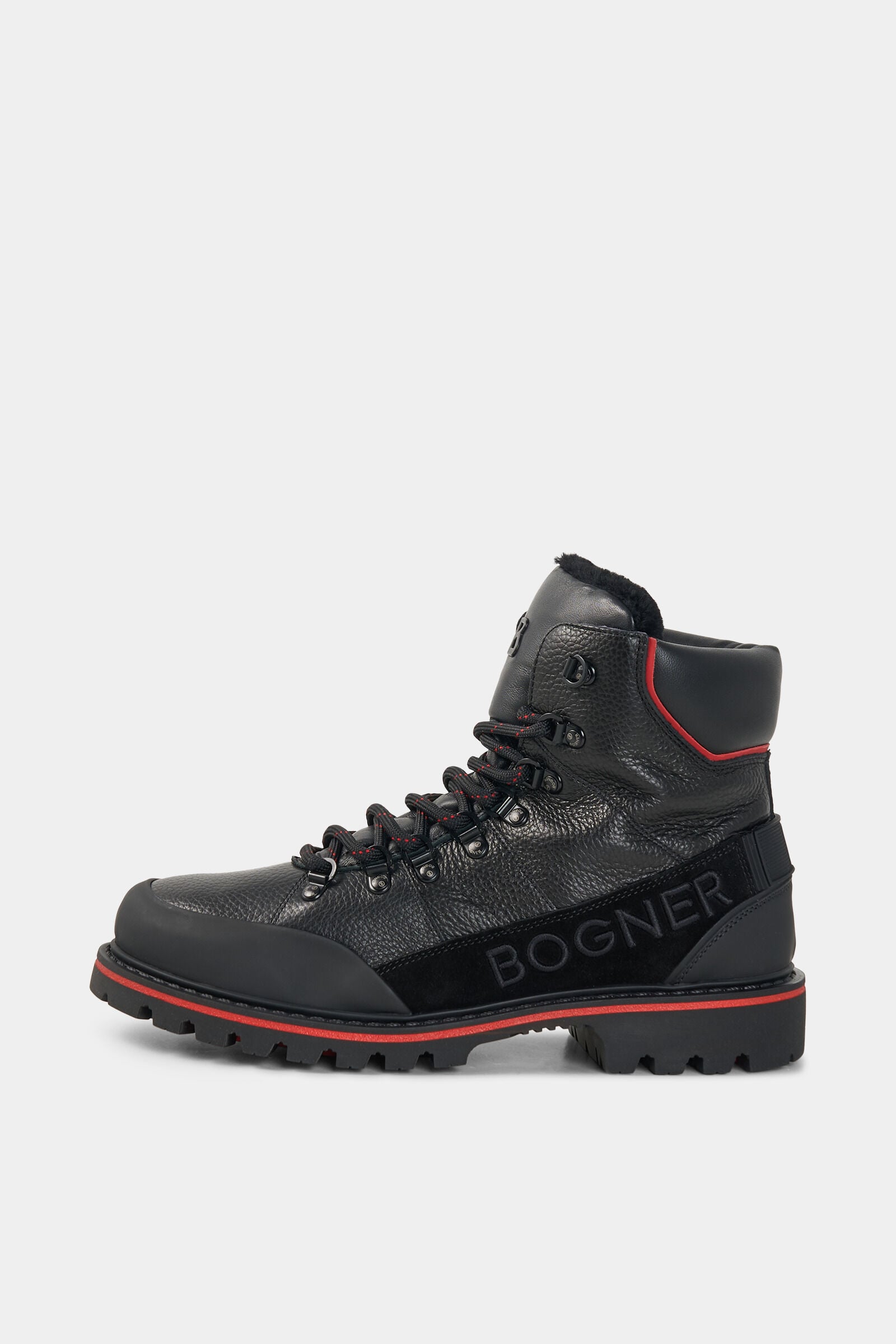 Bottes &agrave; lacets Helsinki avec crampons Noir/Rouge