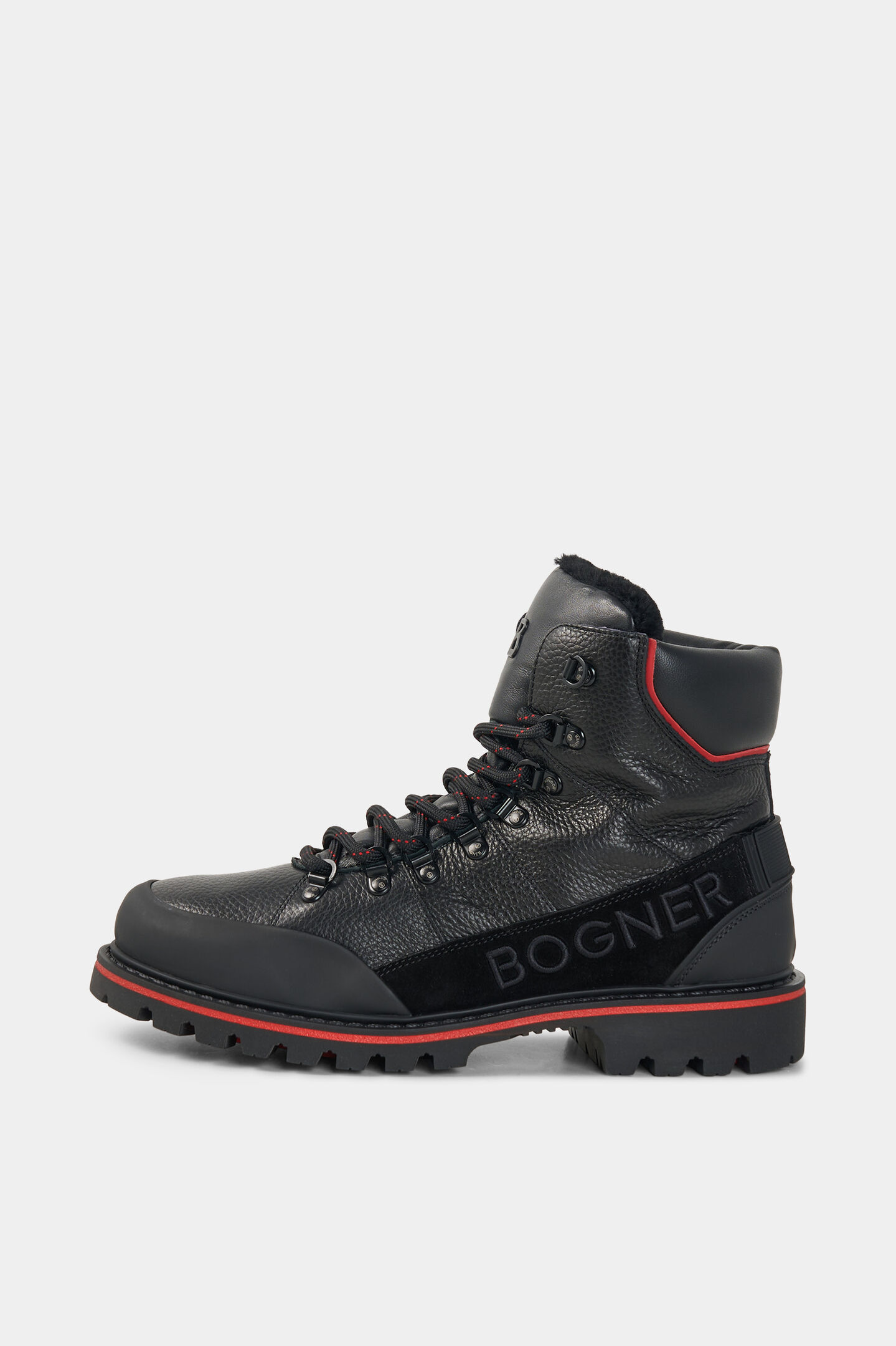 Bottes &agrave; lacets Helsinki avec crampons Noir/Rouge