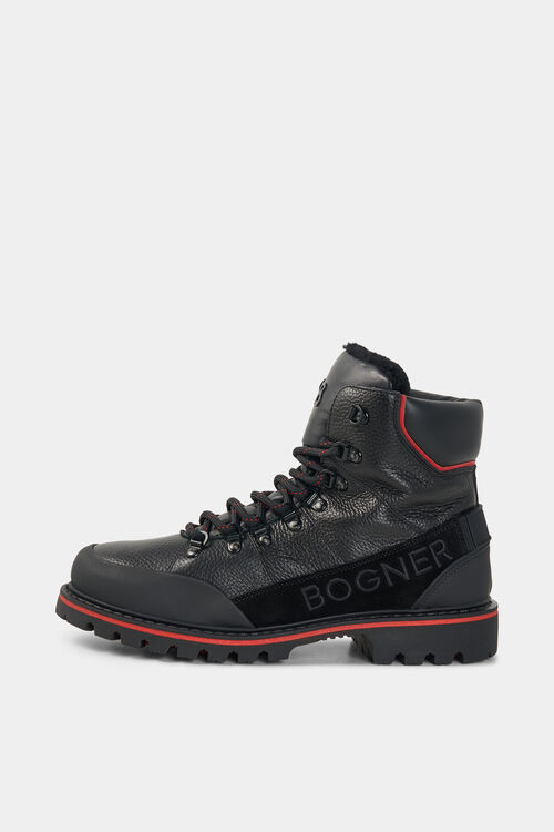 Helsinki lace-up boots with spikes Black/Red