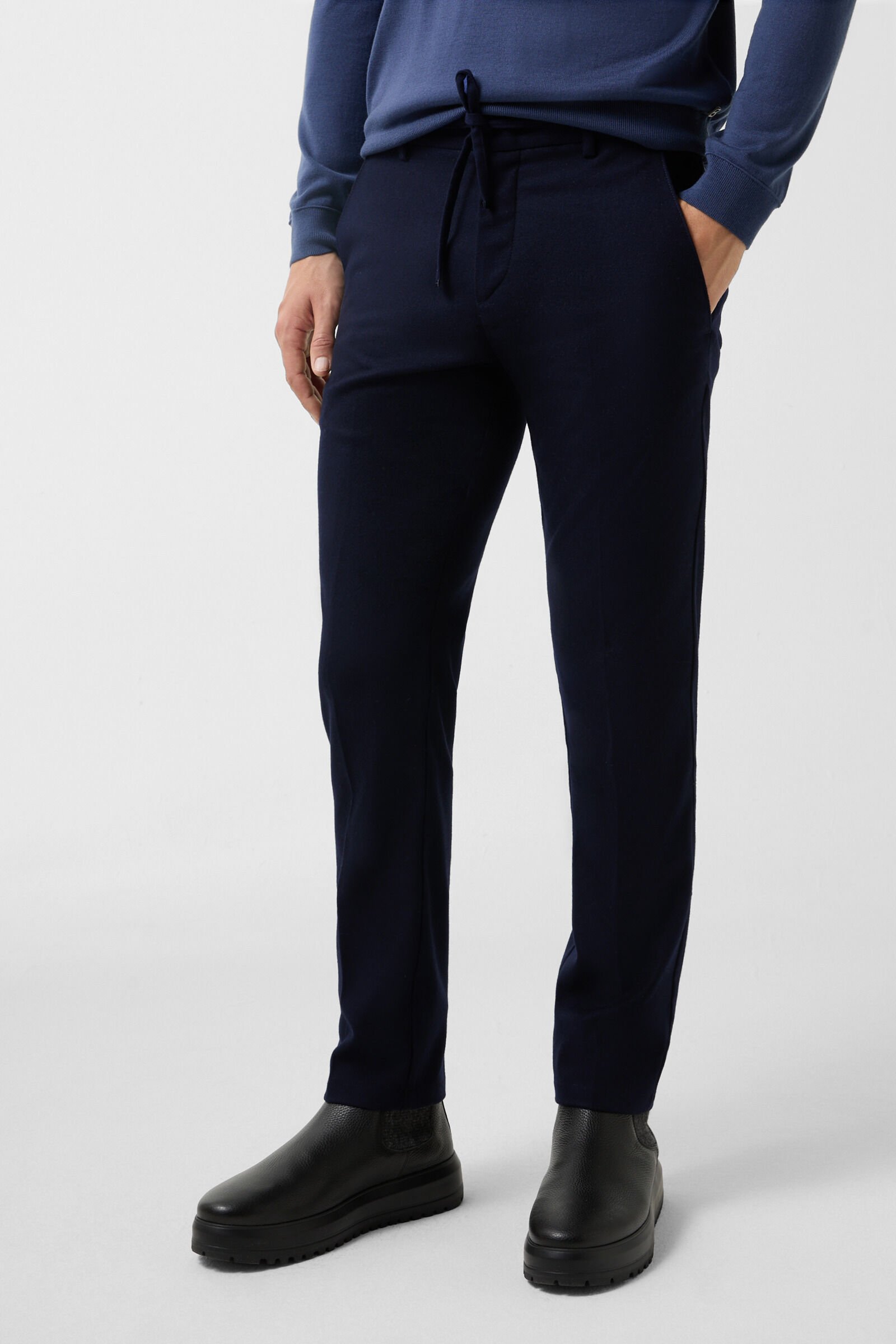 Flannel trousers Riley Business Navy blue